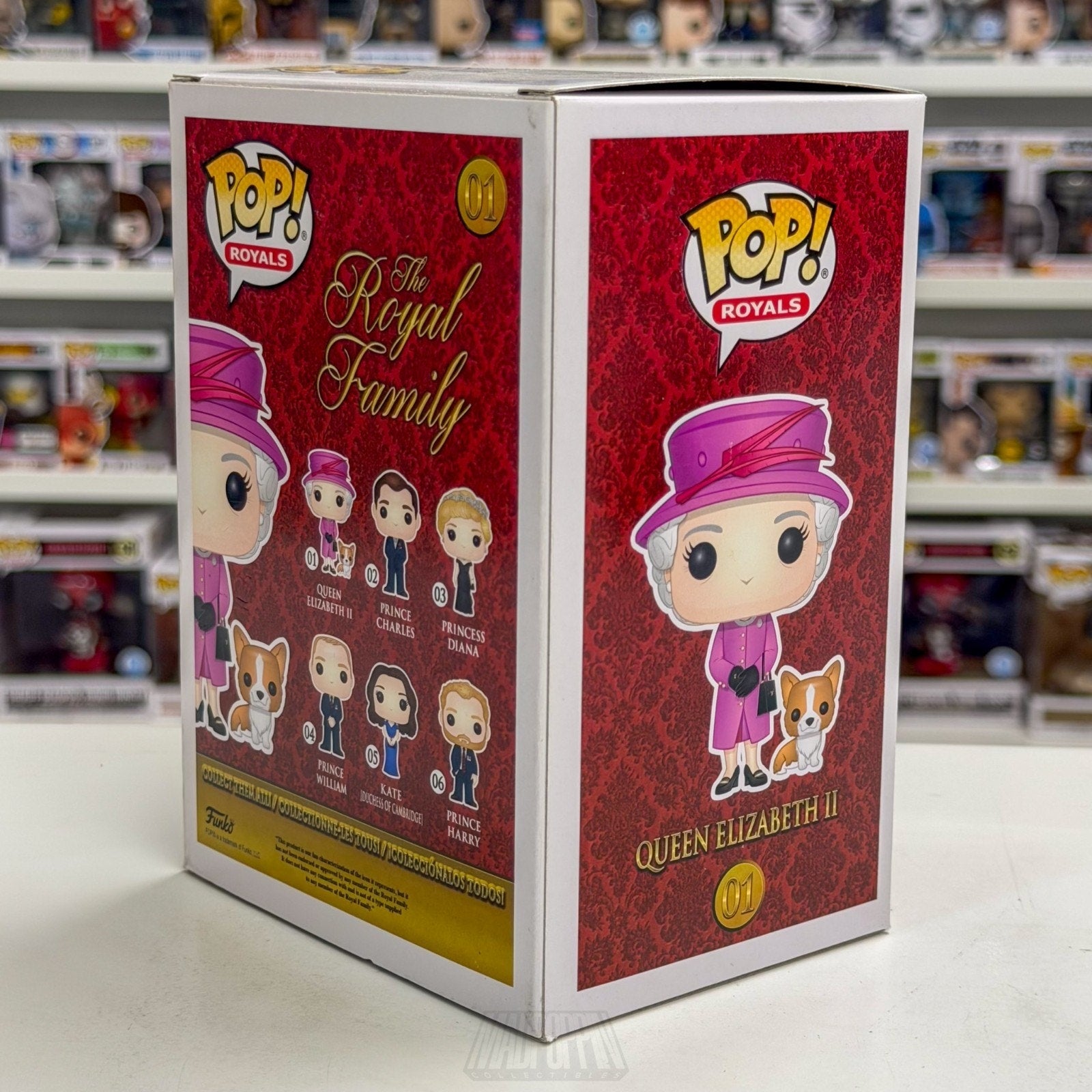 Funko Pop The Royal Family Queen Elizabeth II Pink Outfit Corgi 01 Vinyl Figure