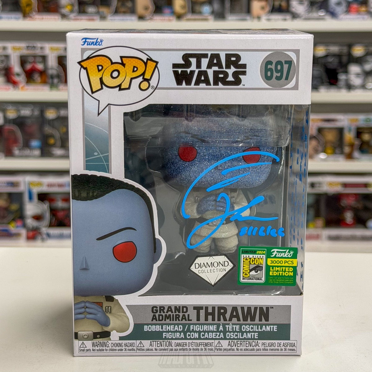 Funko Pop Star Wars Grand Admiral Thrawn Diamond SDCC Signed Auto JSA 697 Figure