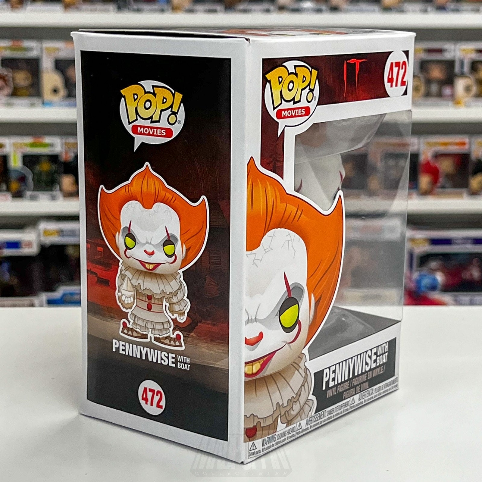 Funko Pop Movies IT Pennywise With Boat Blue Eyes 472 Horror Clown Vinyl Figure