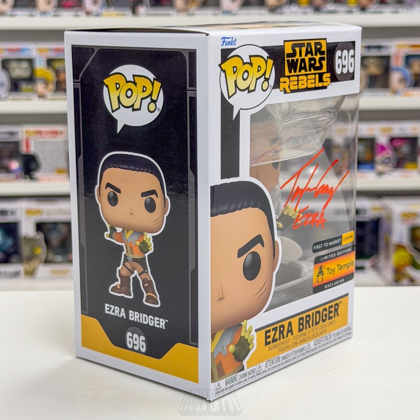 Funko Pop Star Wars Rebels Ezra Bridger Signed Taylor Gray Toy Temple 696 Figure