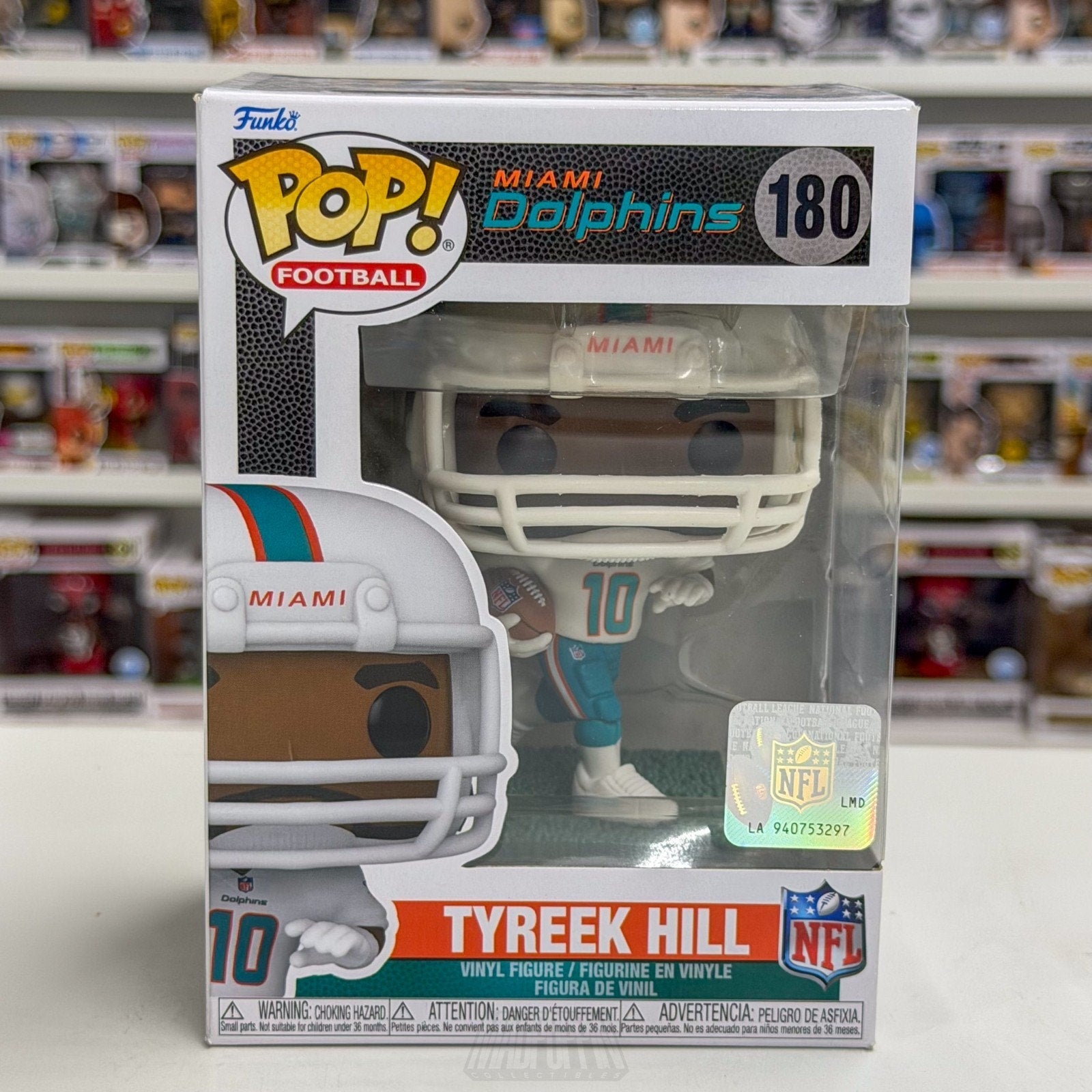 Funko Pop NFL Football Miami Dolphins Tyreek Hill 180 Wide Receiver Vinyl Figure