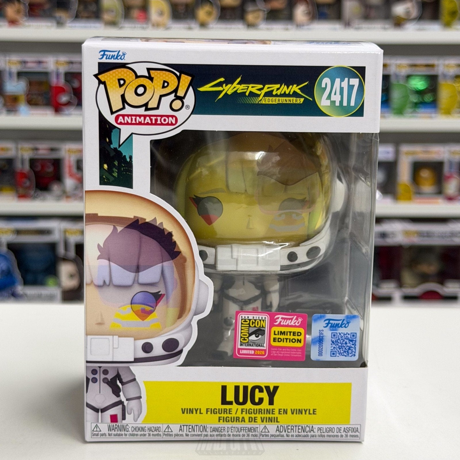 Funko Pop Animation Cyberpunk Edgerunners Lucy 2417 SDCC 2026 Toy CON STICKER