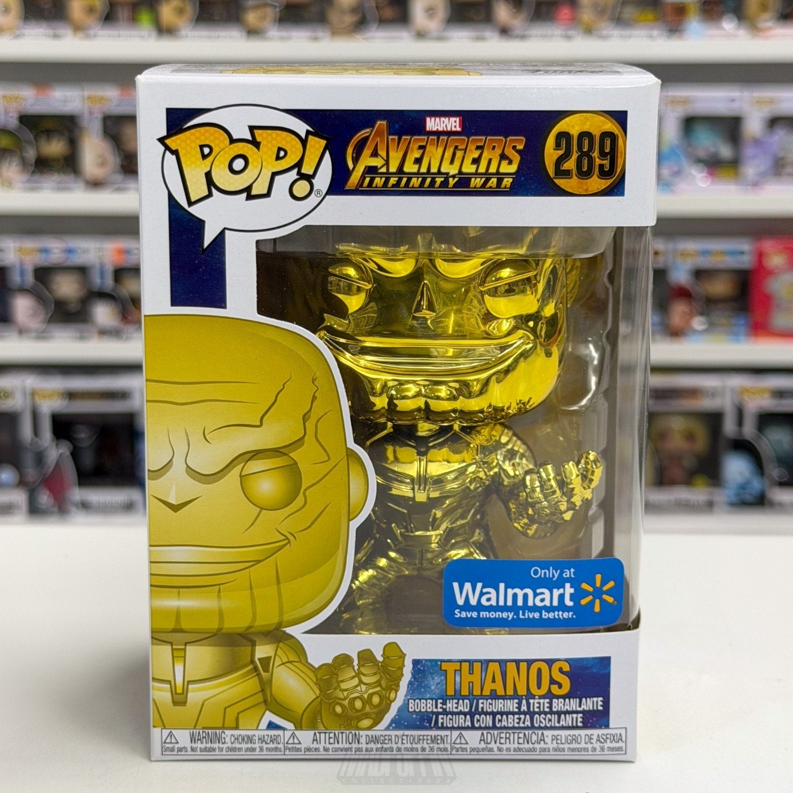 Funko Pop Marvel Avengers Infinity War Thanos Walmart Yellow Chrome 289 Figure