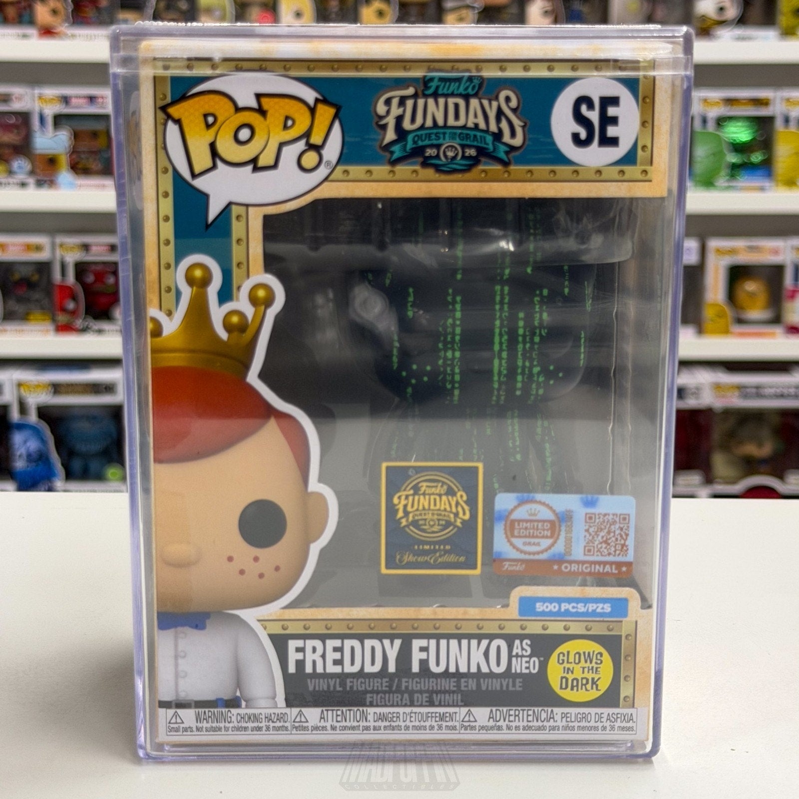 Funko Pop Fundays Freddy Neo Matrix Glow SE Grail 500 PCS SDCC 2026 CON STICKER