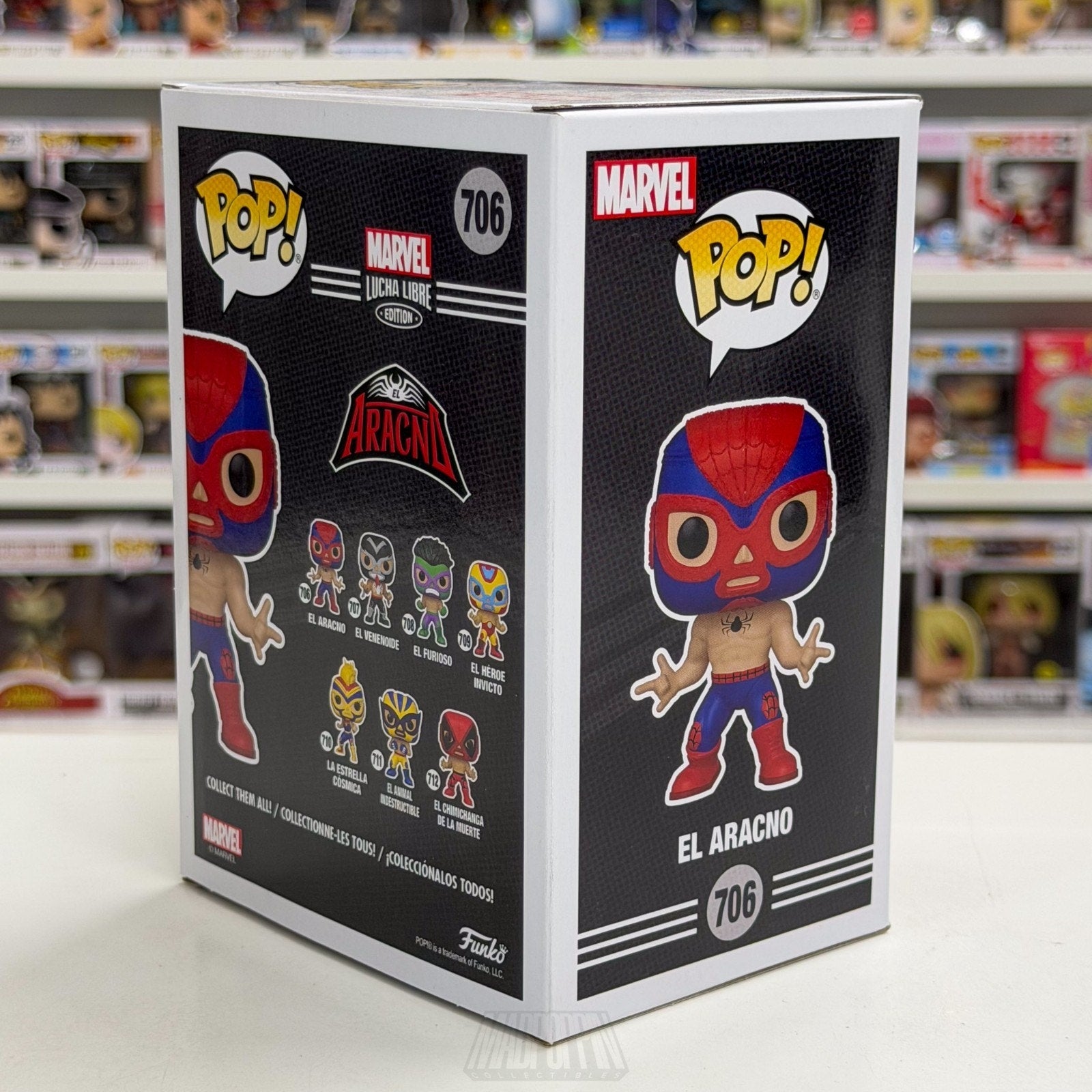 Funko Pop Marvel Collector Corps Lucha Libre El Aracno Metallic 706 Toy Figure