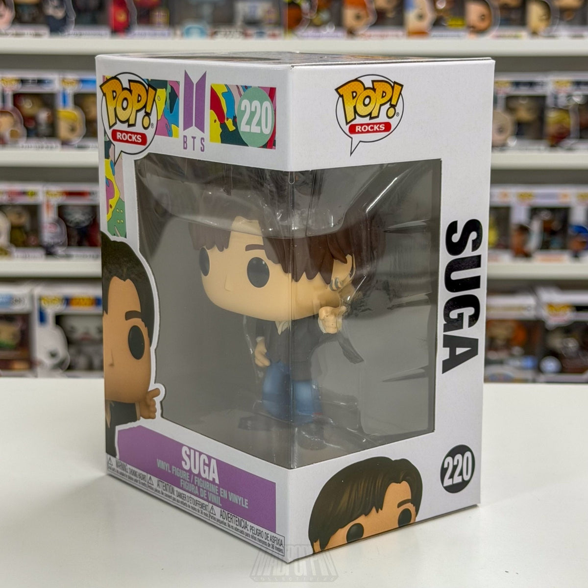 Funko Pop Rocks BTS Dynamite Suga 220 Yoon-gi Boy Band Korean K-Pop Toy Figure