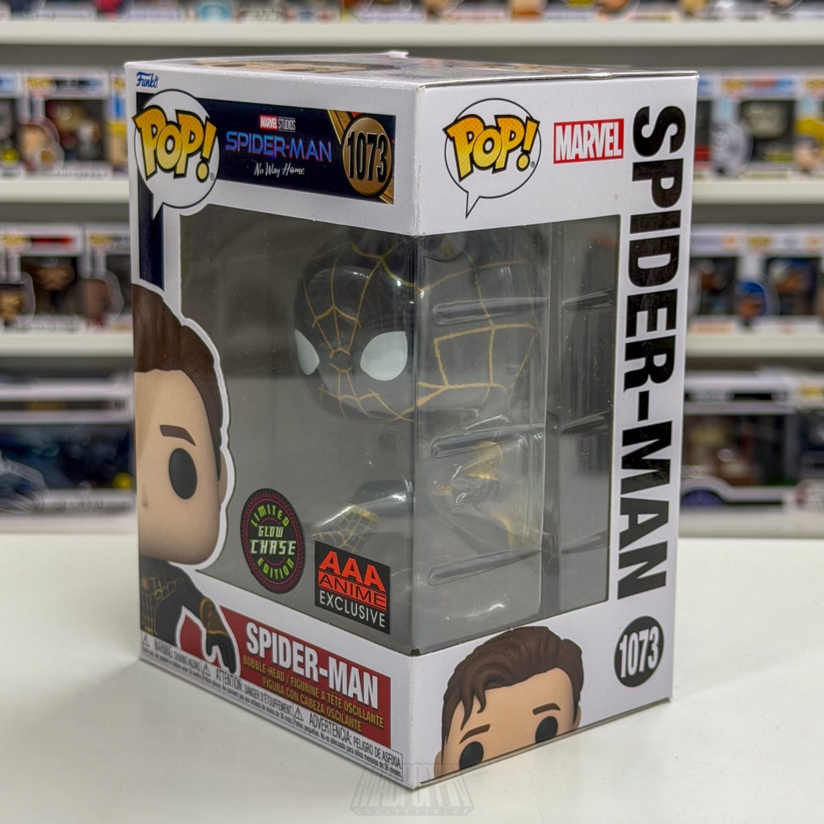 Funko Pop Marvel No Way Home Spider-Man Glow Chase AAA Anime 1073 Vinyl Figure