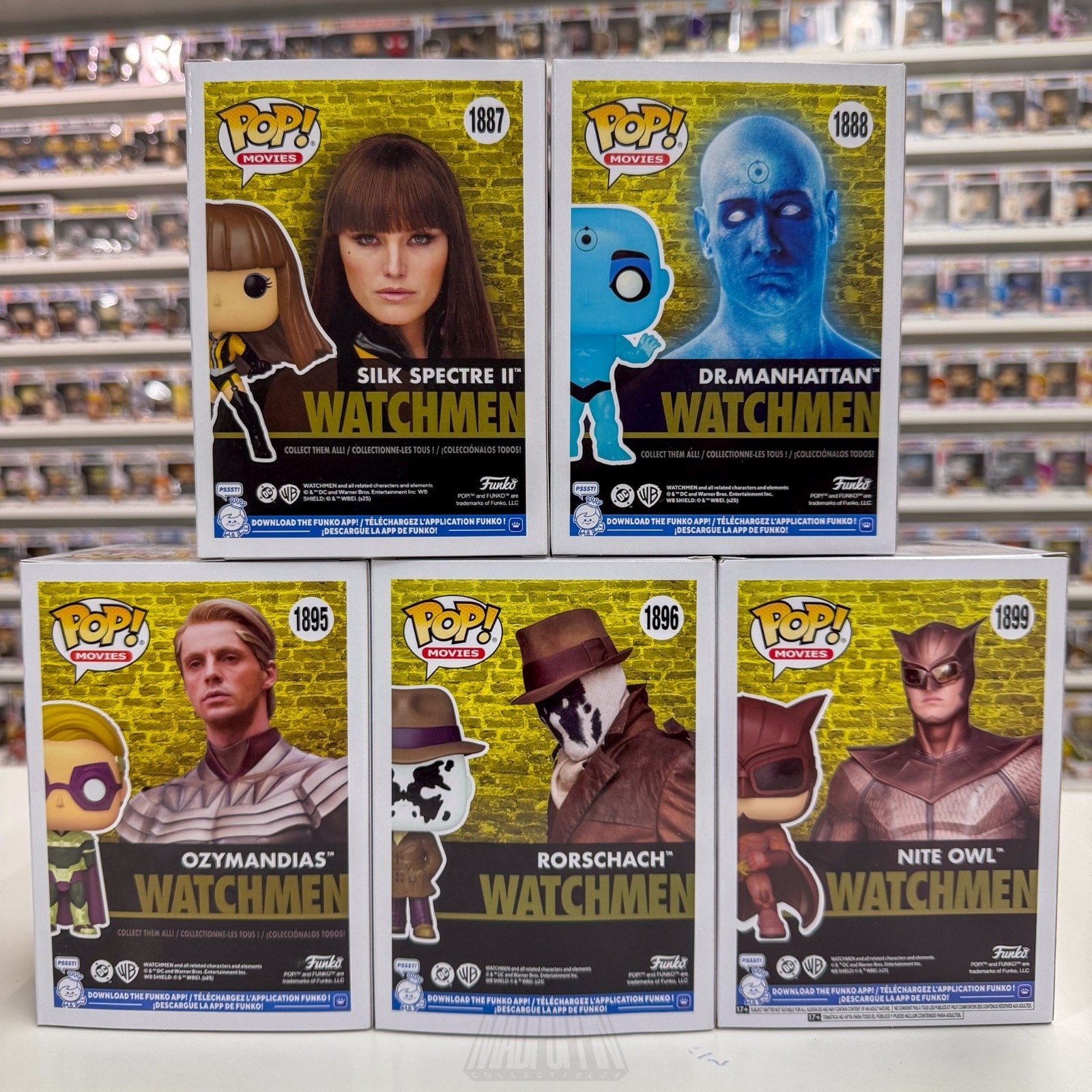 Funko Pop DC Movies Watchmen Set Silk Manhattan Ozymandias Rorschach Nite Owl