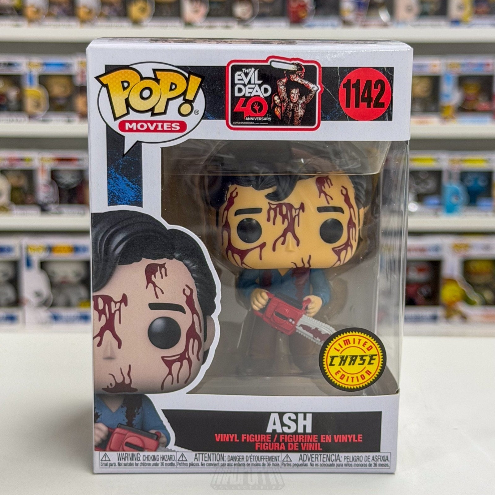 Funko Pop Movies Evil Dead 40th Ash Bloody Chase 1142 Horror Deadites Toy Figure