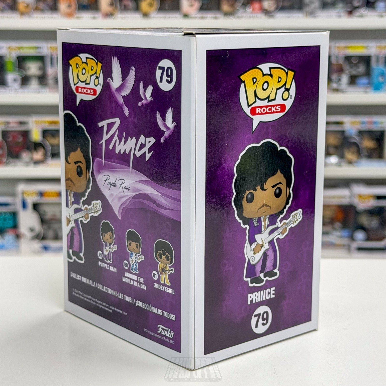 Funko Pop Rocks Prince w/Guitar Purple Rain Diamond Glitter FYE 79 Vinyl Figure