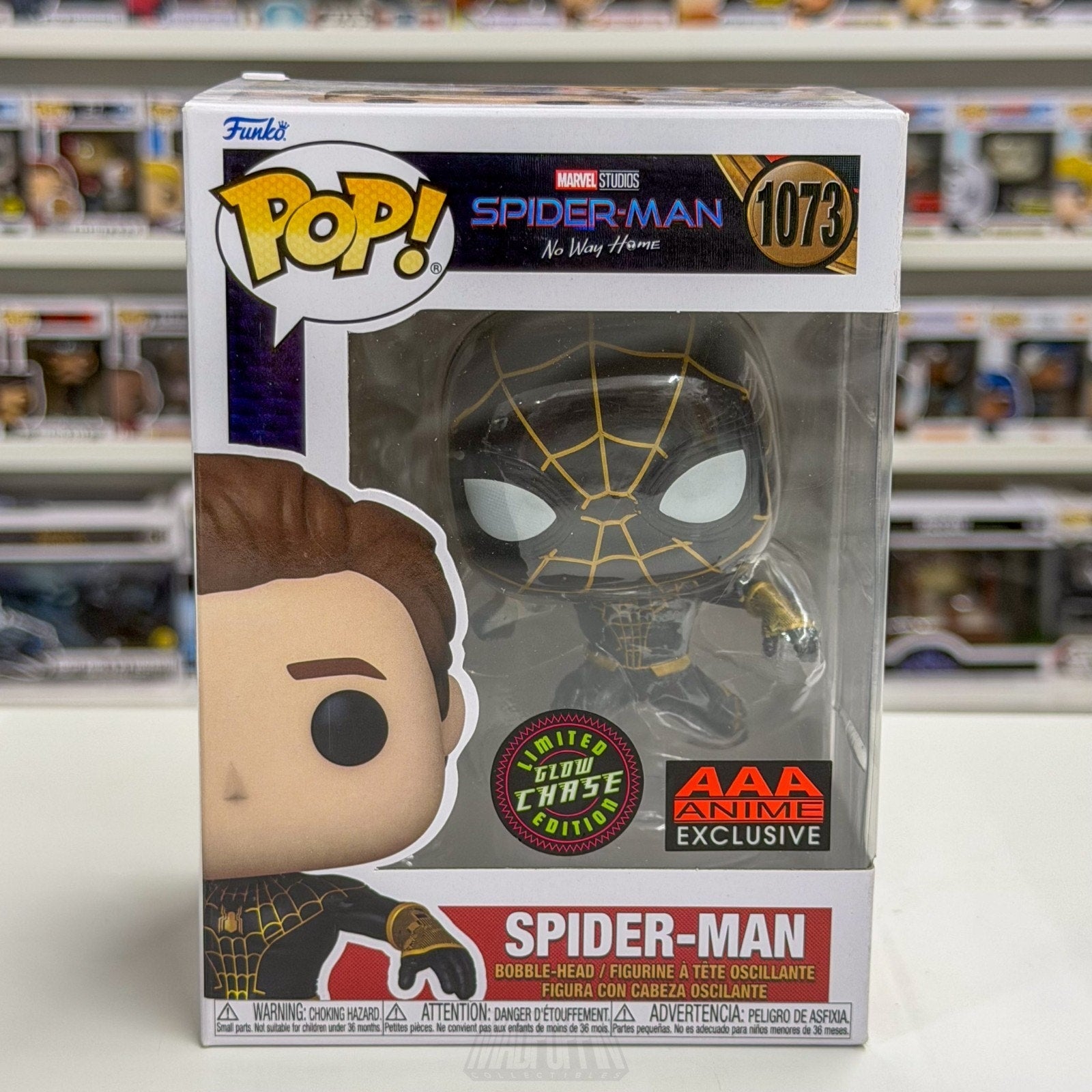 Funko Pop Marvel No Way Home Spider-Man Glow Chase AAA Anime 1073 Vinyl Figure