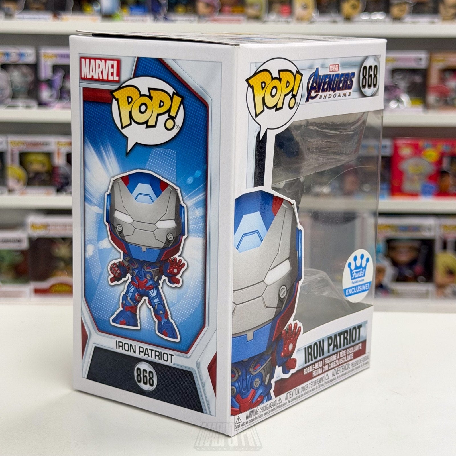 Funko Pop Marvel Avengers Endgame Iron Patriot Metallic Exclusive 868 Toy Figure