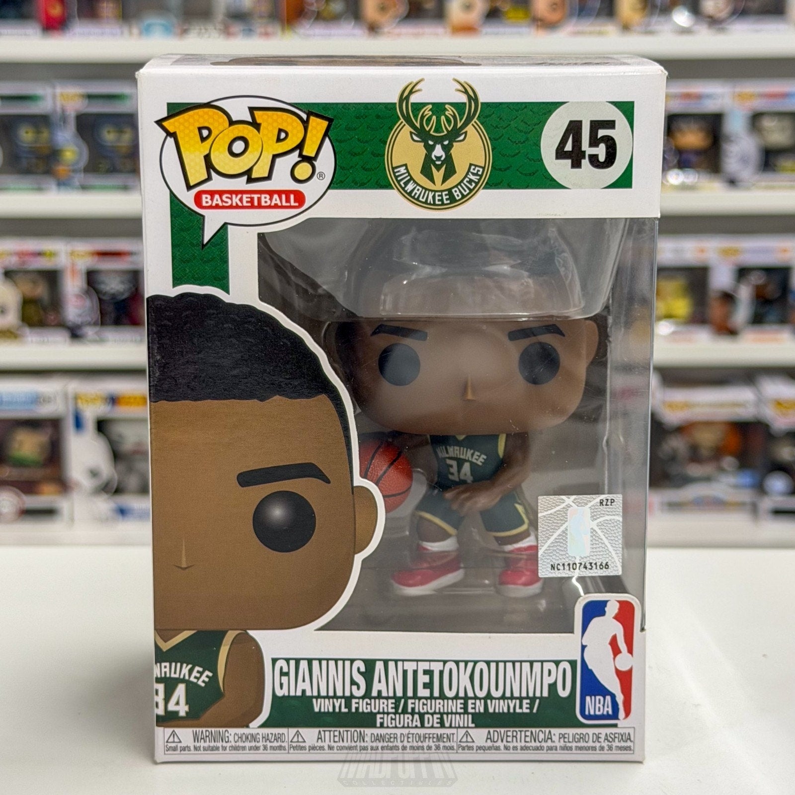Funko Pop NBA Basketball Milwaukee Bucks Giannis Antetokounmpo 45 Vinyl Figure