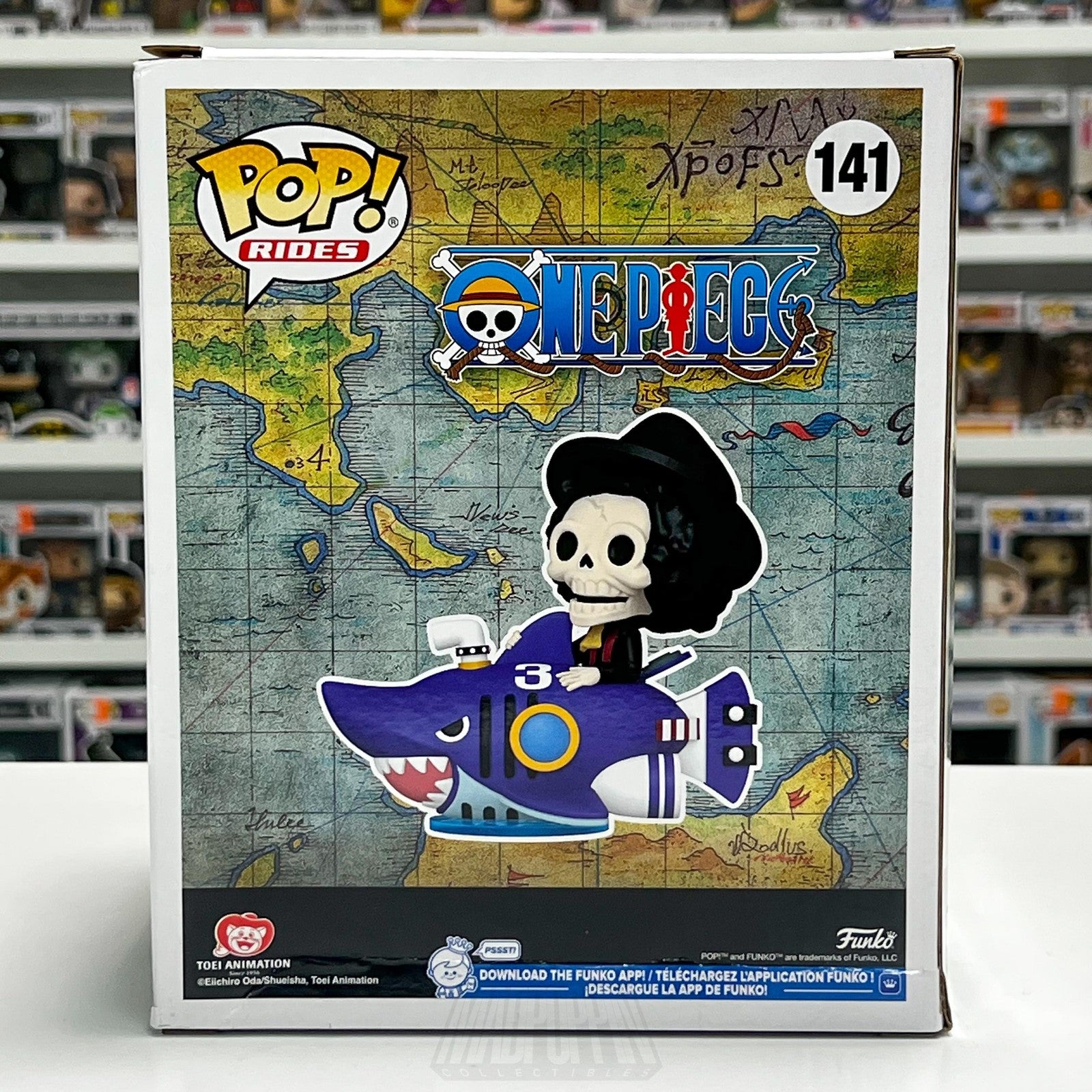 Funko Pop Rides One Piece Brook with Shark Submerge 141 NYCC Con Sticker Anime