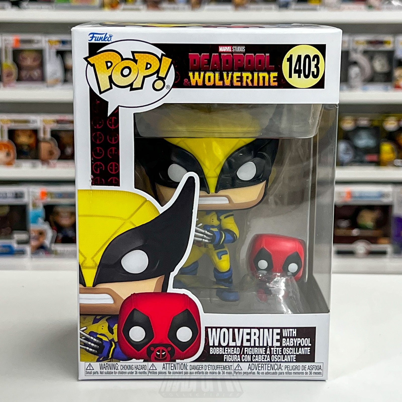 Funko Pop Marvel Deadpool & Wolverine with Babypool 1403 Movie Vinyl Figure Toy0
