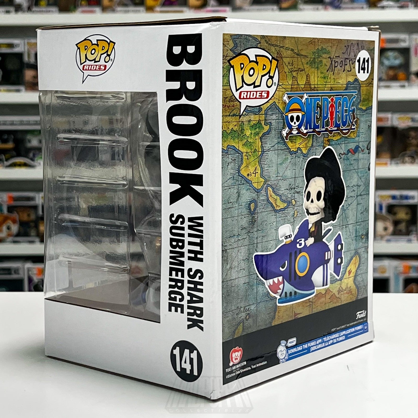 Funko Pop Rides One Piece Brook with Shark Submerge 141 NYCC Con Sticker Anime