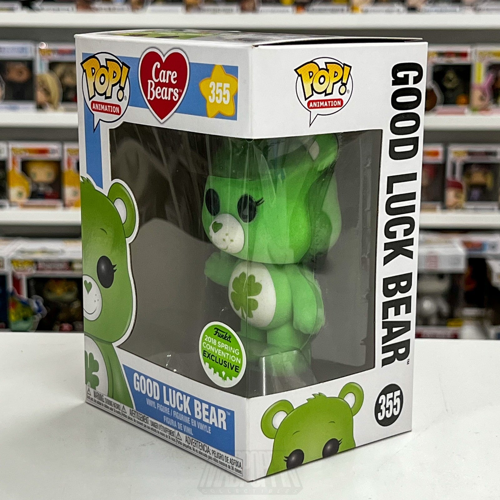 Funko Pop Animation Good Luck Care Bears Flocked ECCC 355 Green Toy Vinyl Figure1
