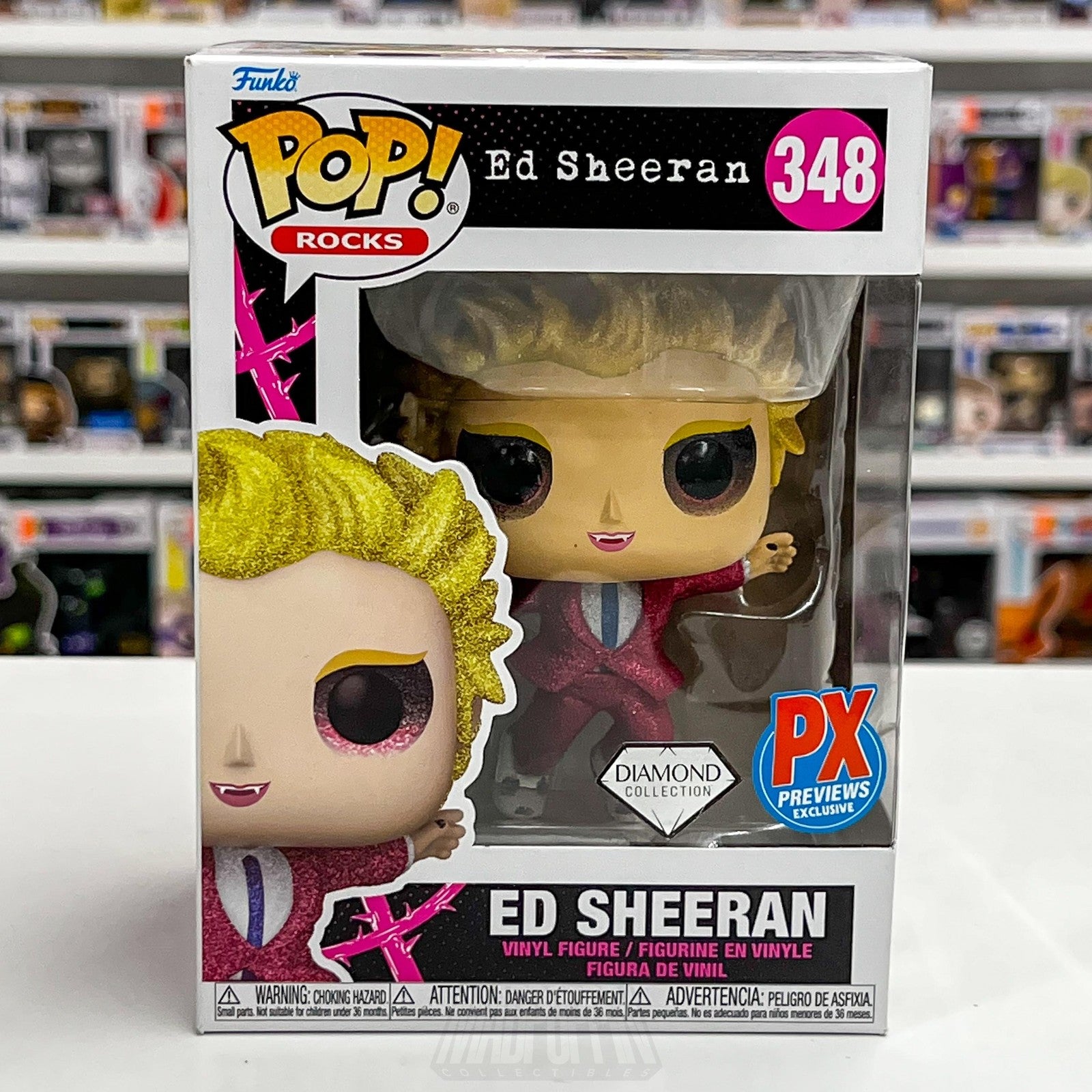 Funko Pop Rocks Ed Sheeran 348 Diamond Collection PX Previews Exclusive Glitter0