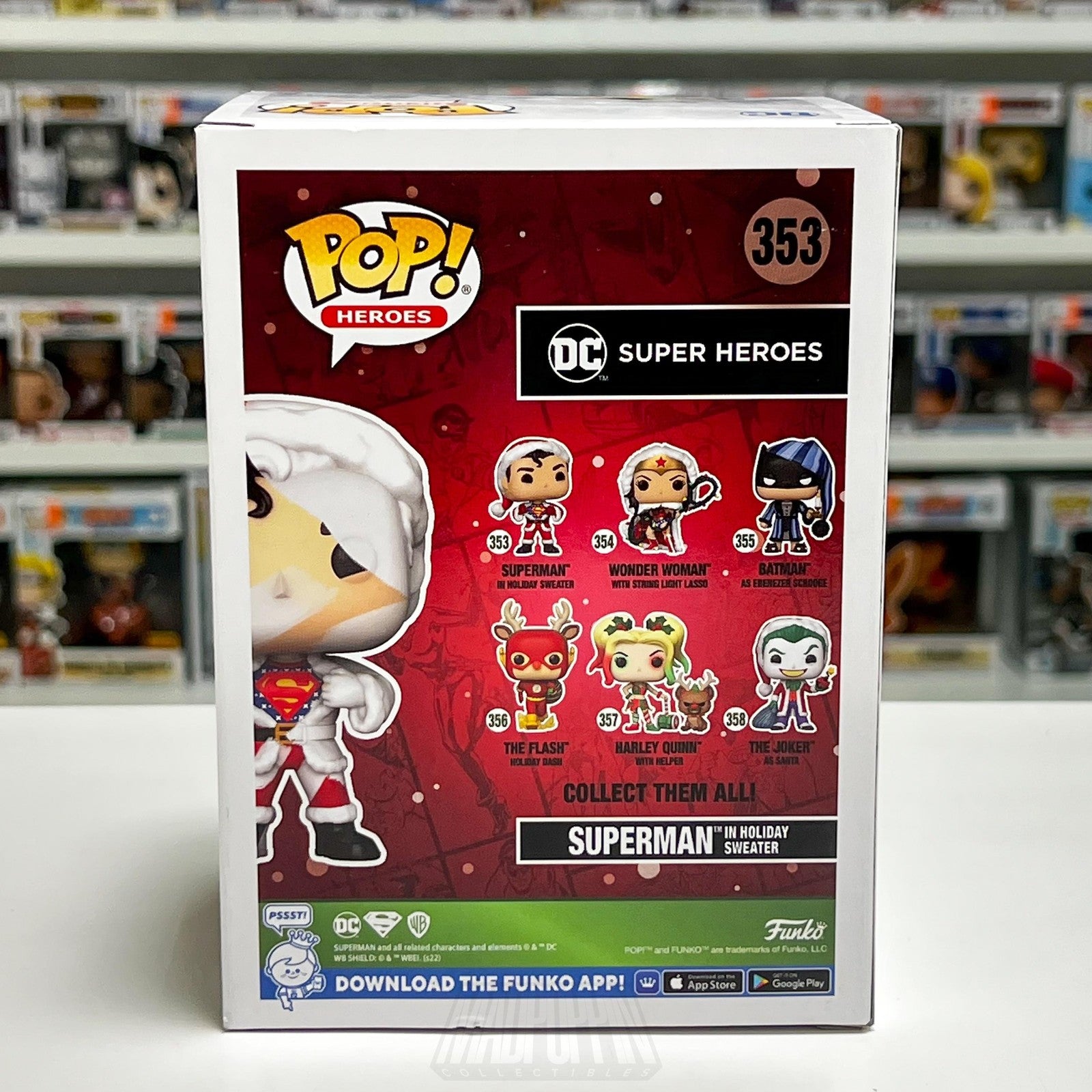 Funko Pop Heroes DC Superman In Holiday Sweater DIY #353 Vinyl Figure Exclusive