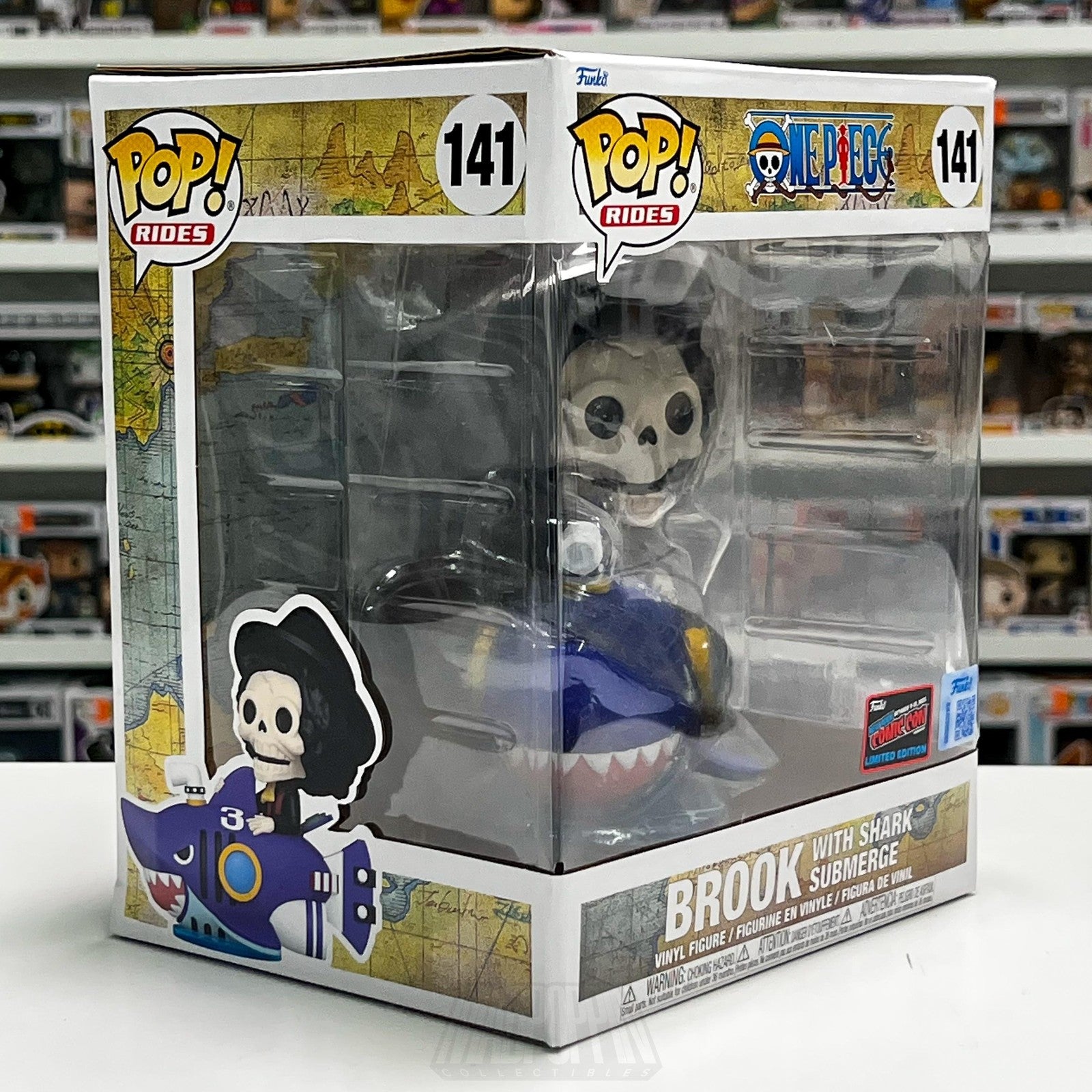 Funko Pop Rides One Piece Brook with Shark Submerge 141 NYCC Con Sticker Anime