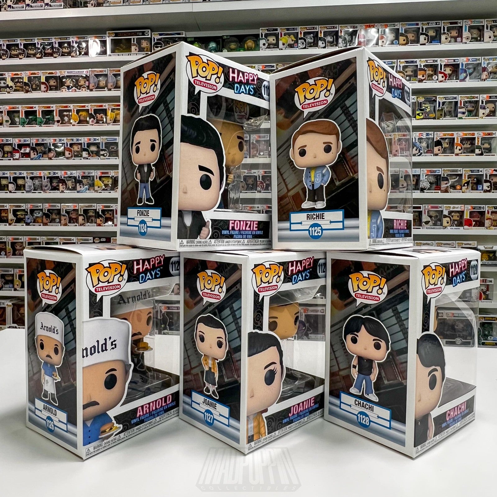 Funko Pop Television Happy Days Set of 5 Fonzie Richie Arnold Joanie Chachi TV