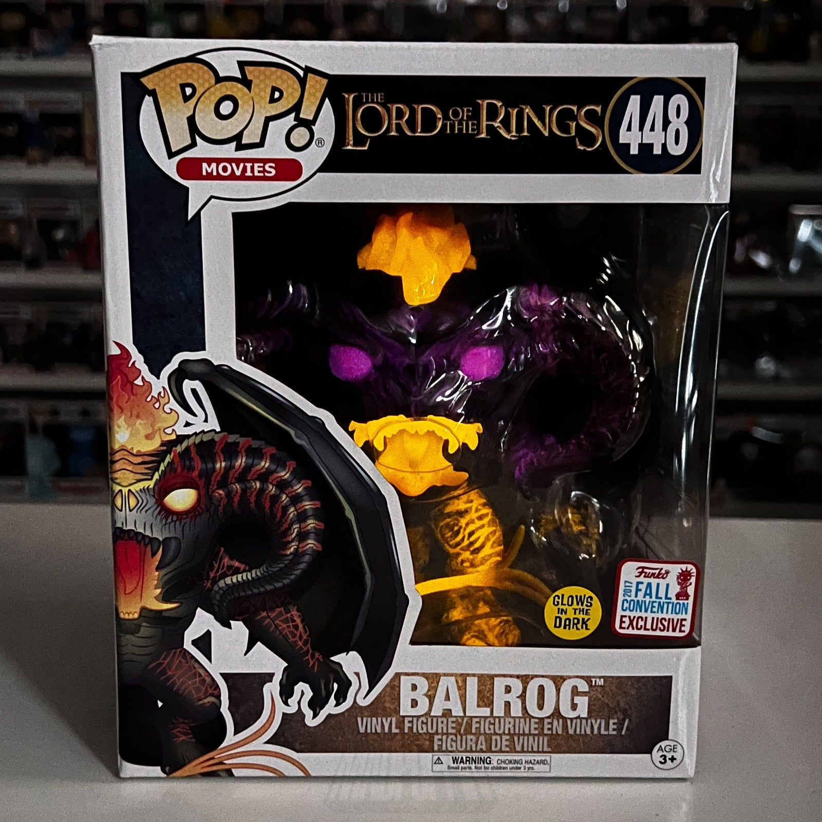 Funko Pop Movies Lord of the Rings LOTR Balrog Glow NYCC 448 6 Inch Vinyl Figure0