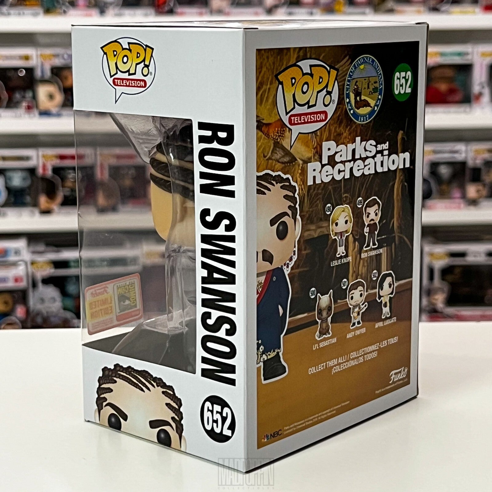 Funko Pop TV Parks and Recreation Ron Swanson Cornrows SDCC Official Sticker 652