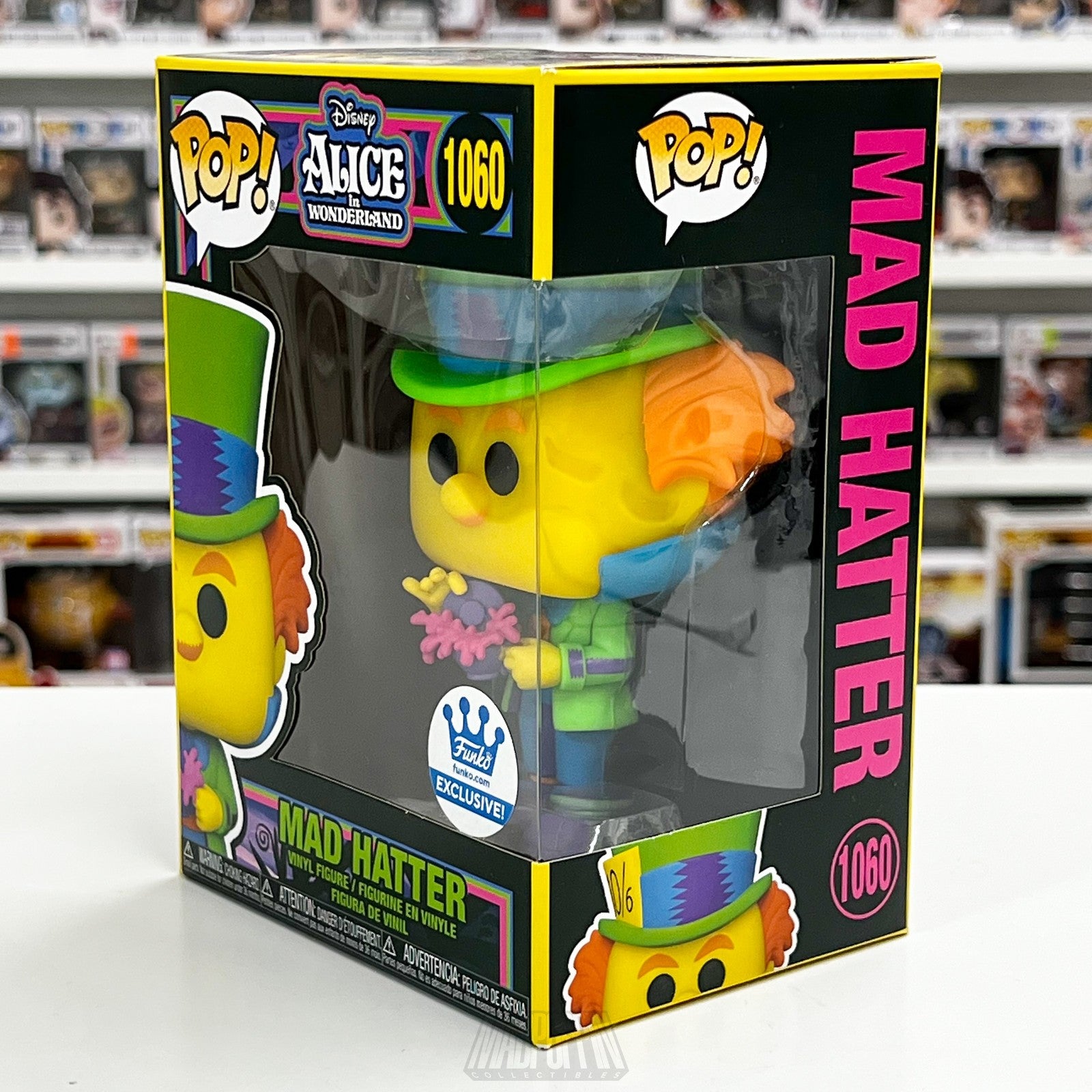 Funko Pop Mad Hatter 1060 Alice in Wonderland Blacklight Exclusive Figure Disney