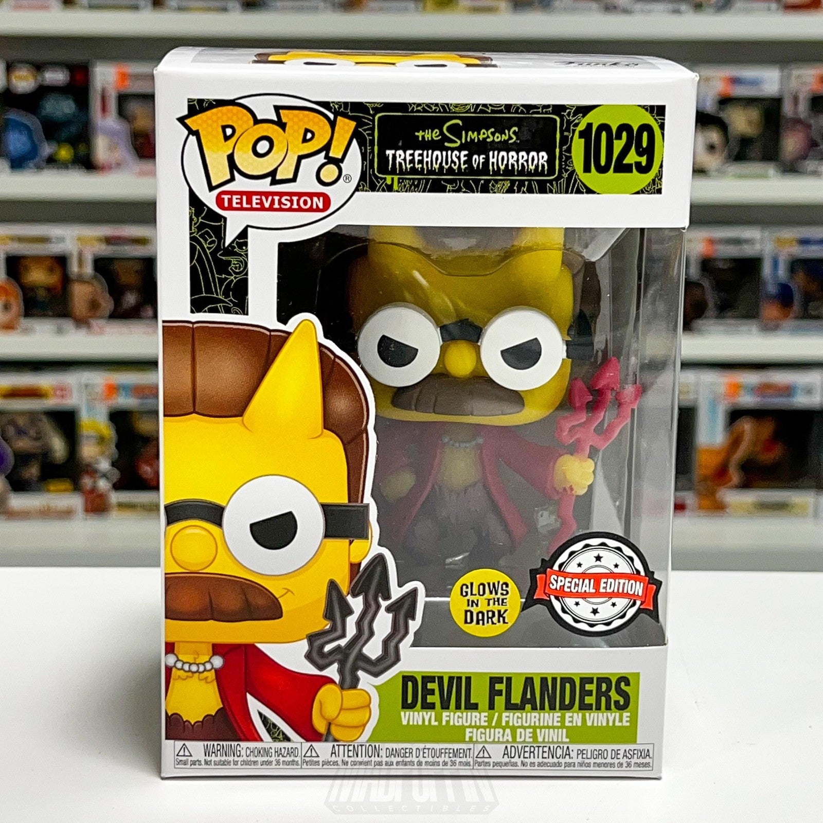 Funko Pop Simpsons Treehouse of Horror Devil Flanders 1029 Glow Special Edition
