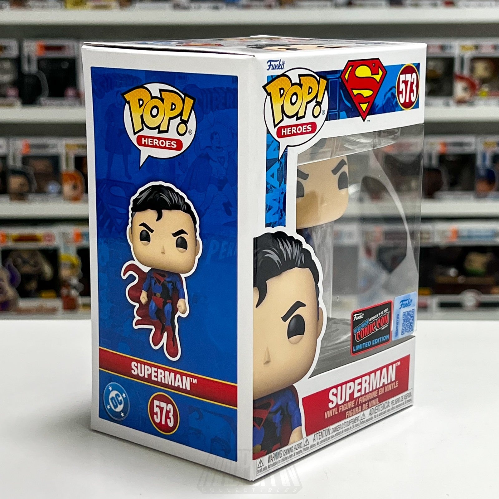 Funko Pop DC Super Heroes Superman 573 NYCC 2025 Official Con Sticker Comic Deco