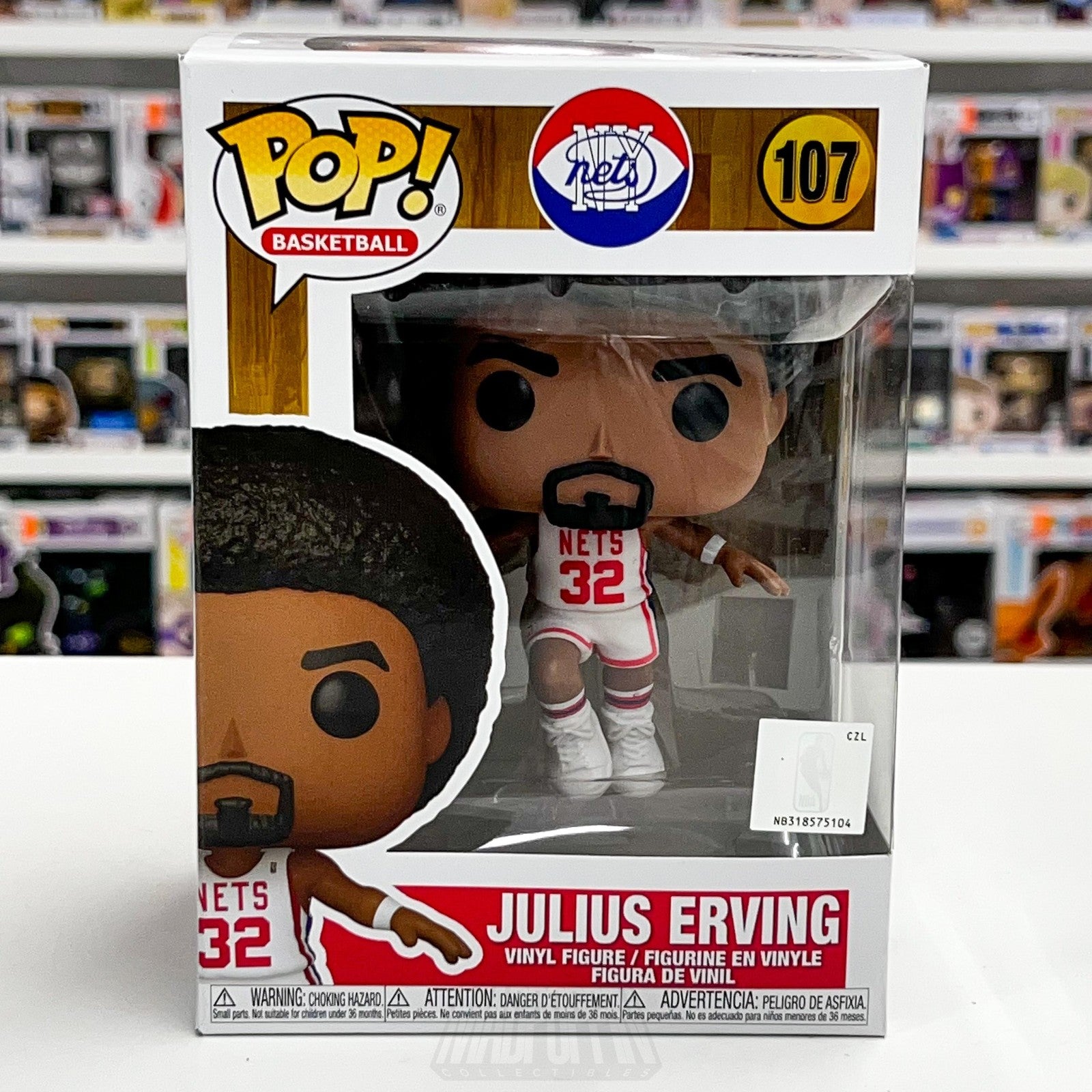 Funko Pop Basketball Julius Erving #107 Nets NBA Hardwood Classics Vinyl Figure0