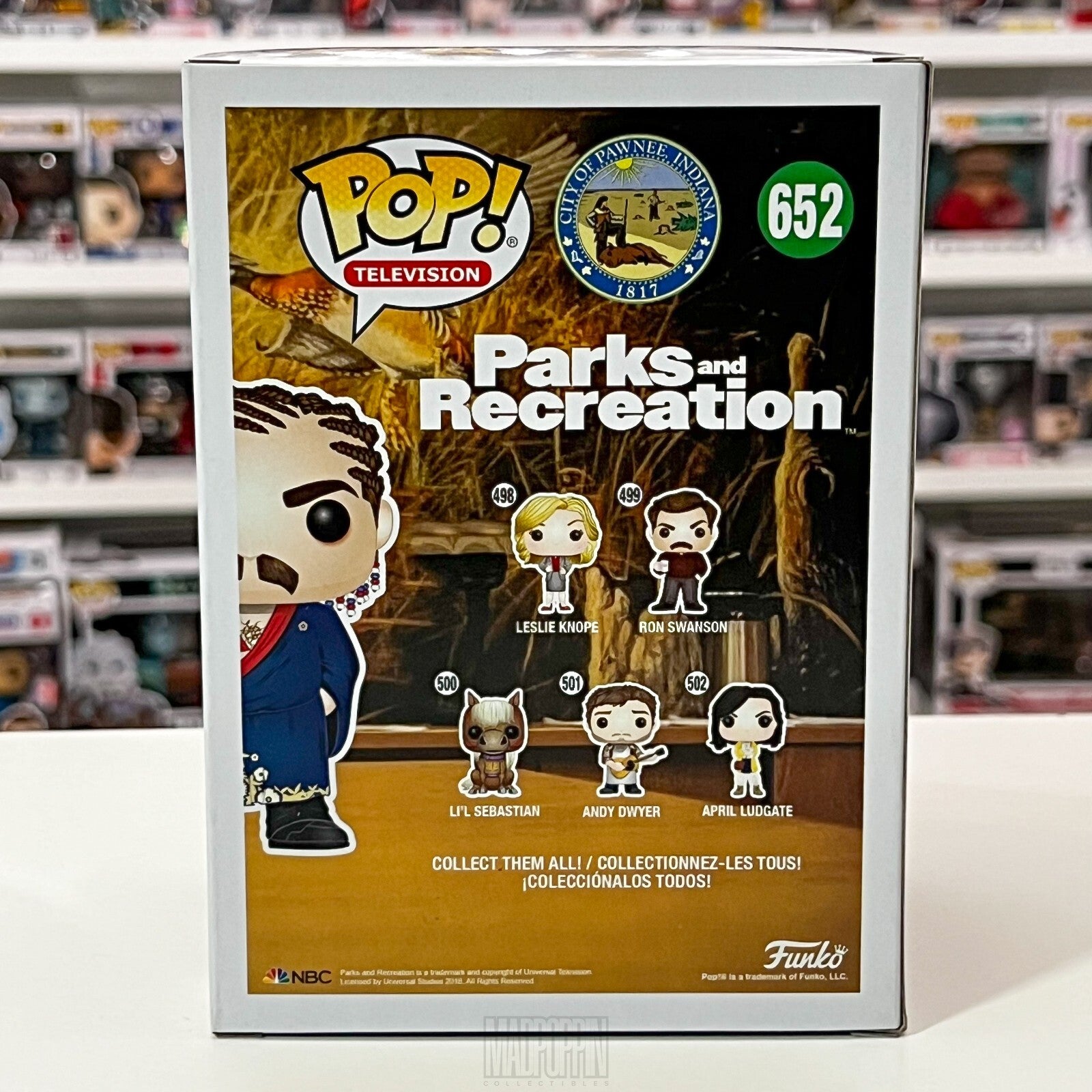 Funko Pop TV Parks and Recreation Ron Swanson Cornrows SDCC Official Sticker 652
