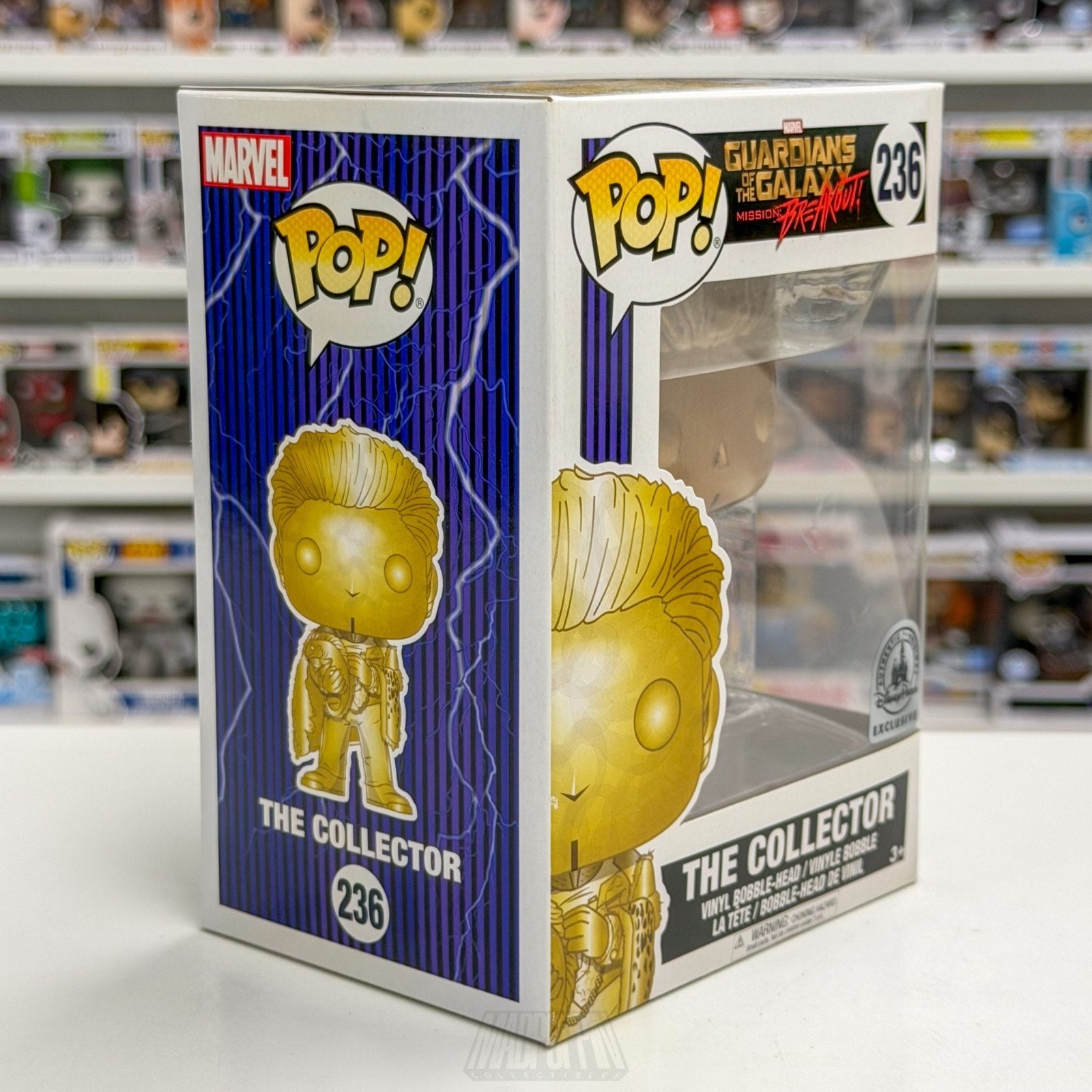Funko Pop Marvel GOTG Disney Ride Mission Breakout The Collector Gold 236 Figure