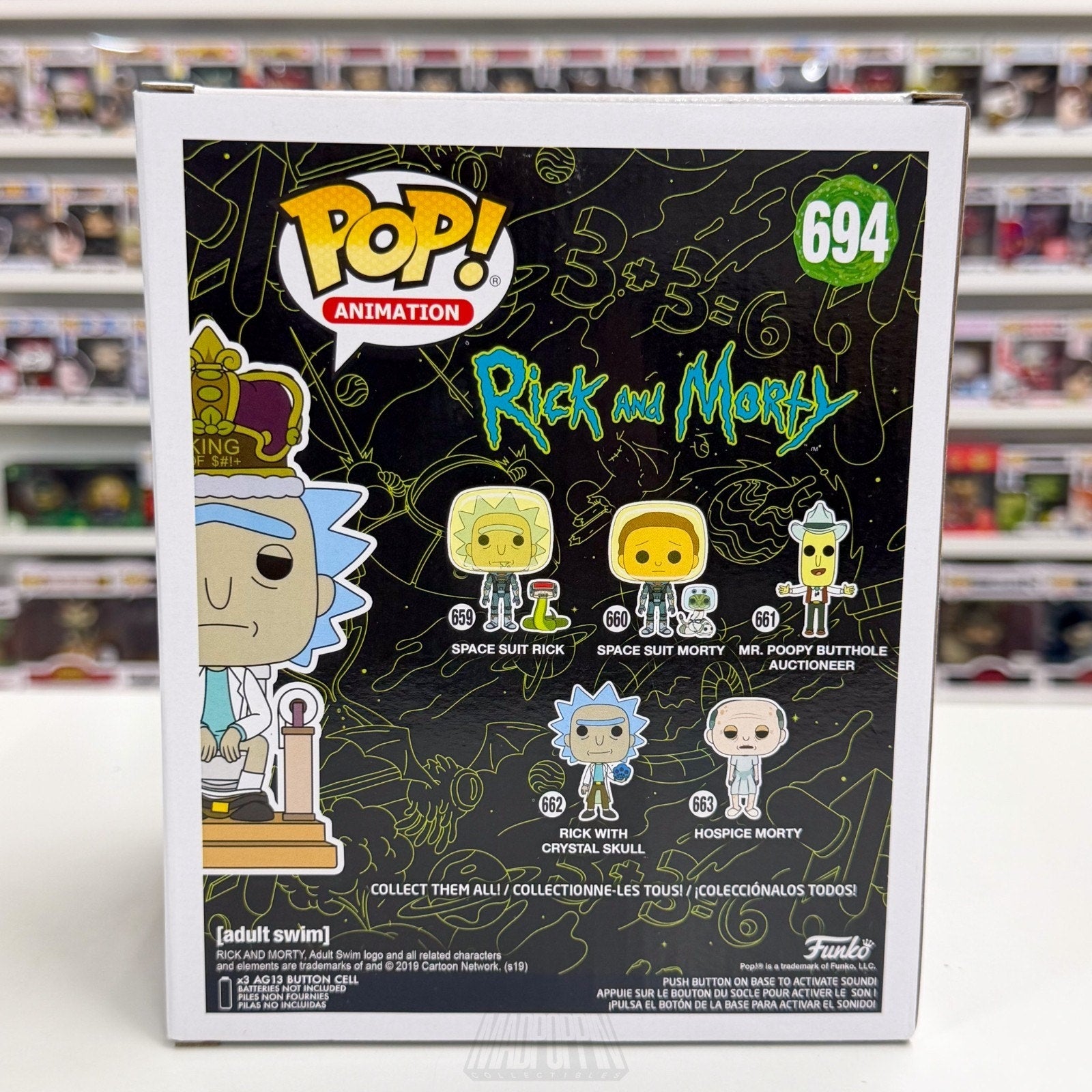 Funko Pop Animation Rick & Morty King of $#!+ w/Sound 694 Sci-Fi Vinyl Figure