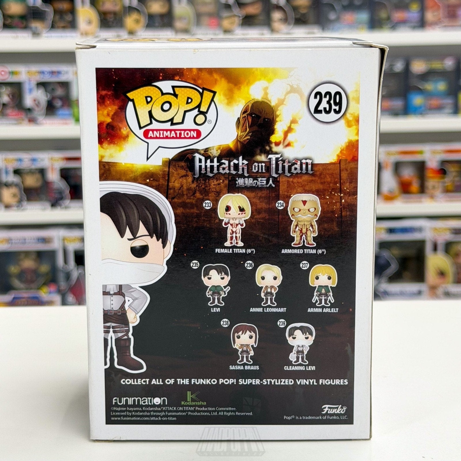 Funko Pop Anime Attack on Titan Cleaning Levi Hot Topic 239 Manga Vinyl Figure