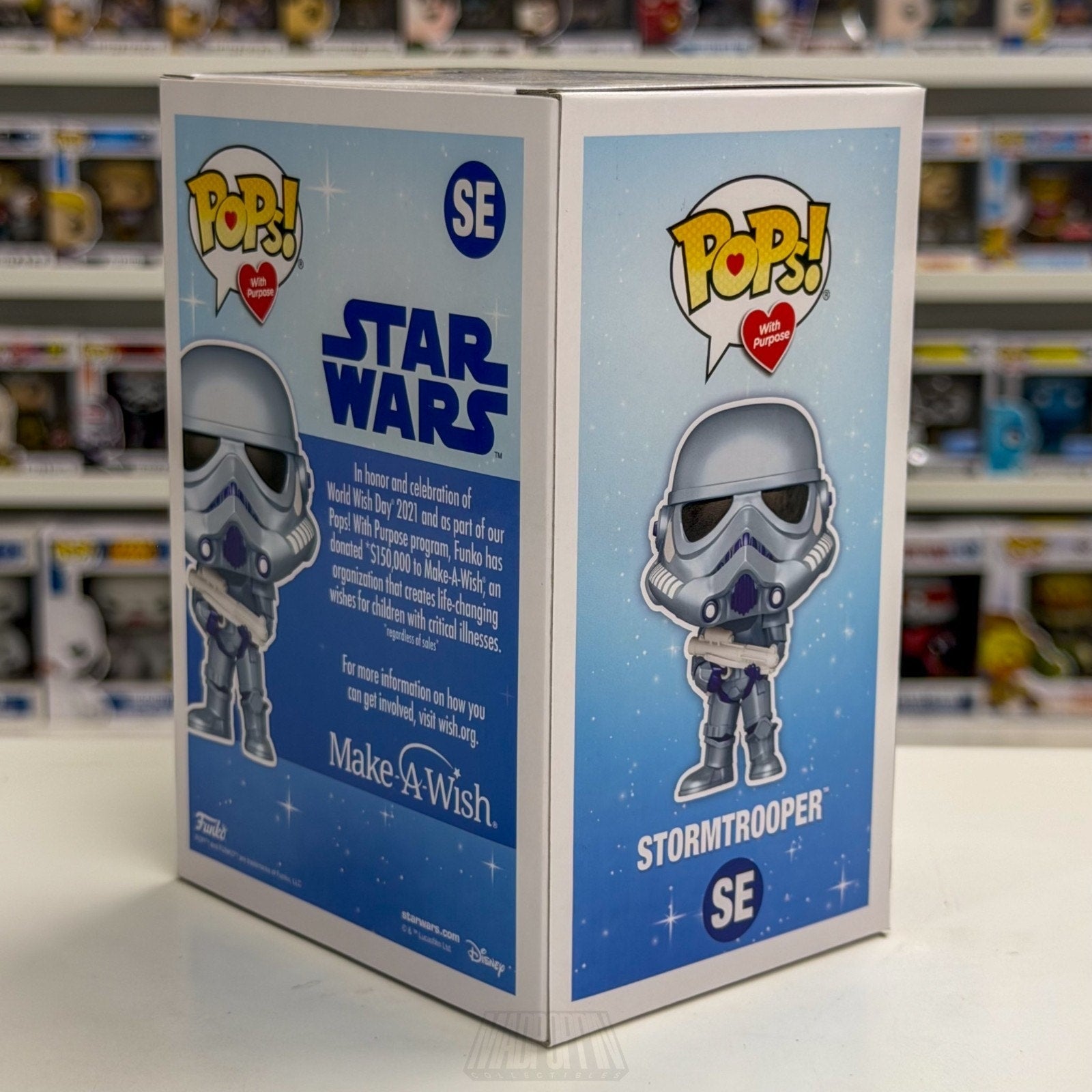Funko Pop Star Wars Make A Wish Stormtrooper Blue Metallic Gamestop SE Figure