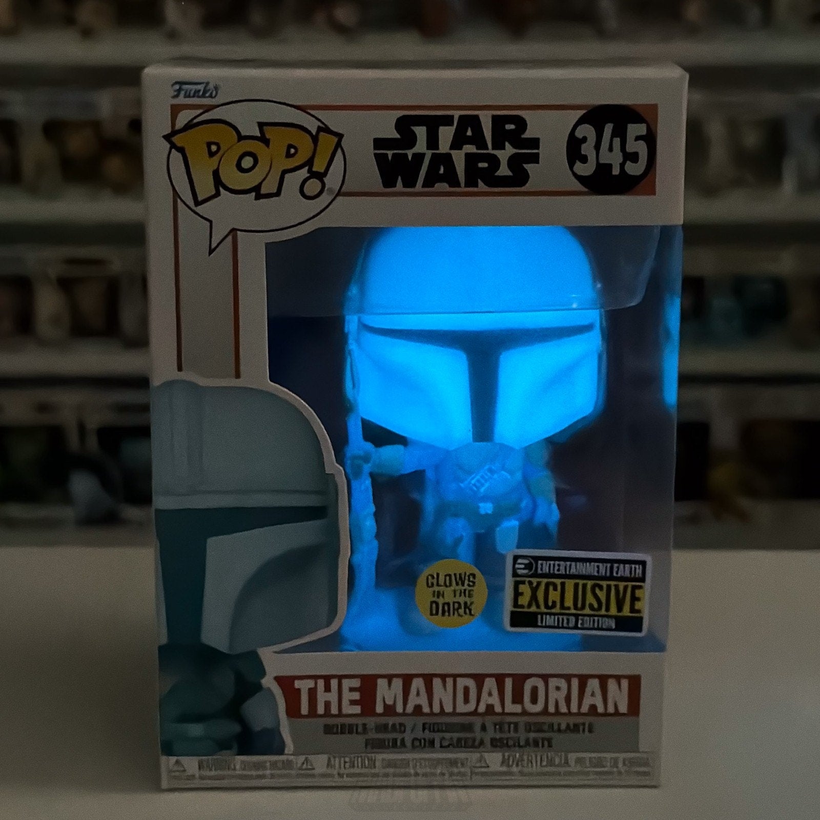 Funko Pop Star Wars Mandalorian Holographic Glow Entertainment Earth 345 Figure