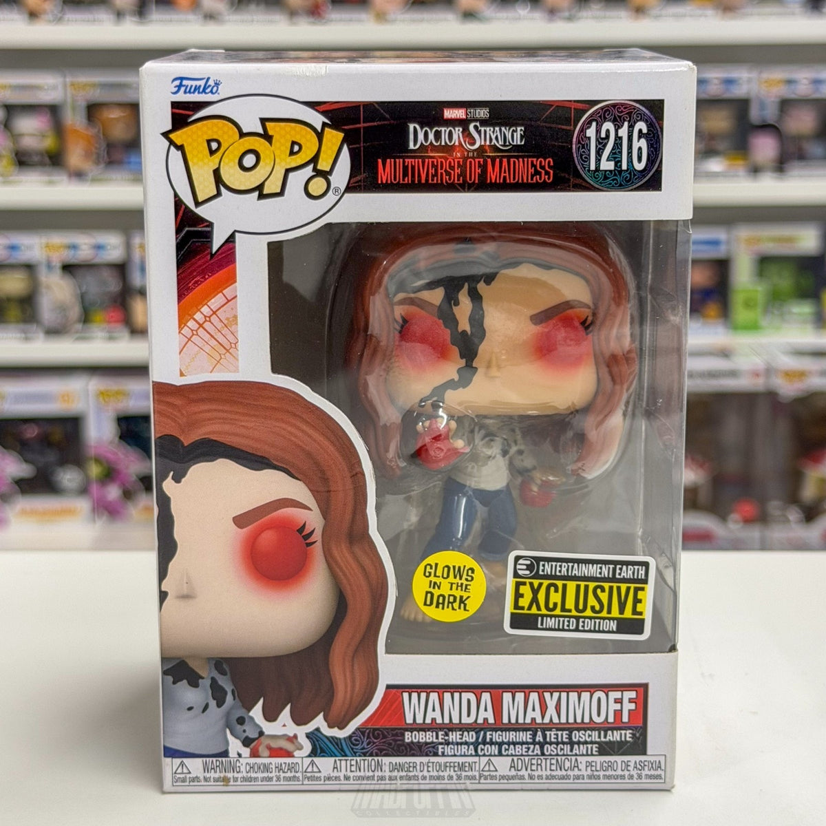 Funko Pop Marvel Wanda Maximoff Entertainment Earth Glow 1216 Witch Vinyl Figure