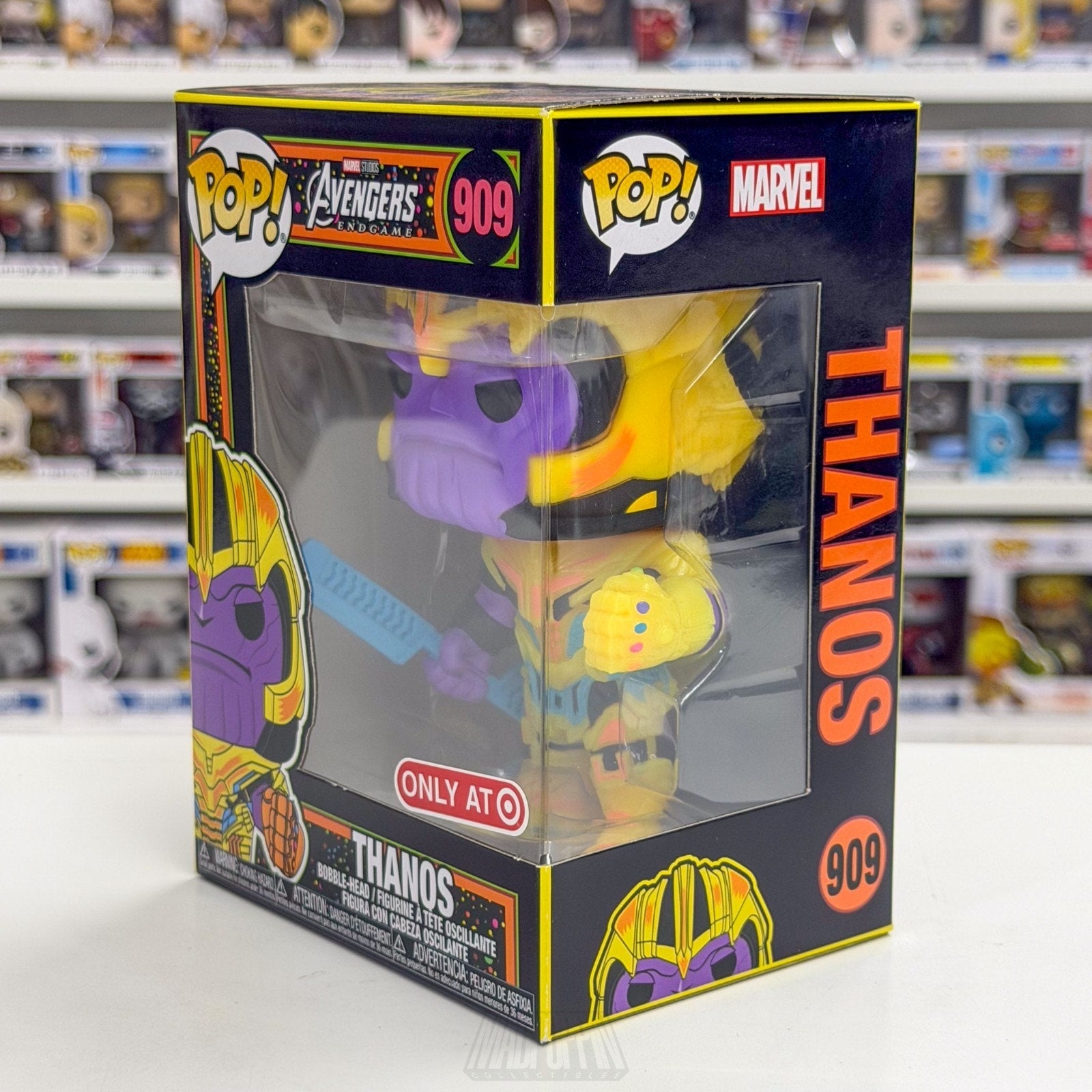 Funko Pop Marvel Avengers Endgame Thanos Blacklight Target 909 Toy Vinyl Figure