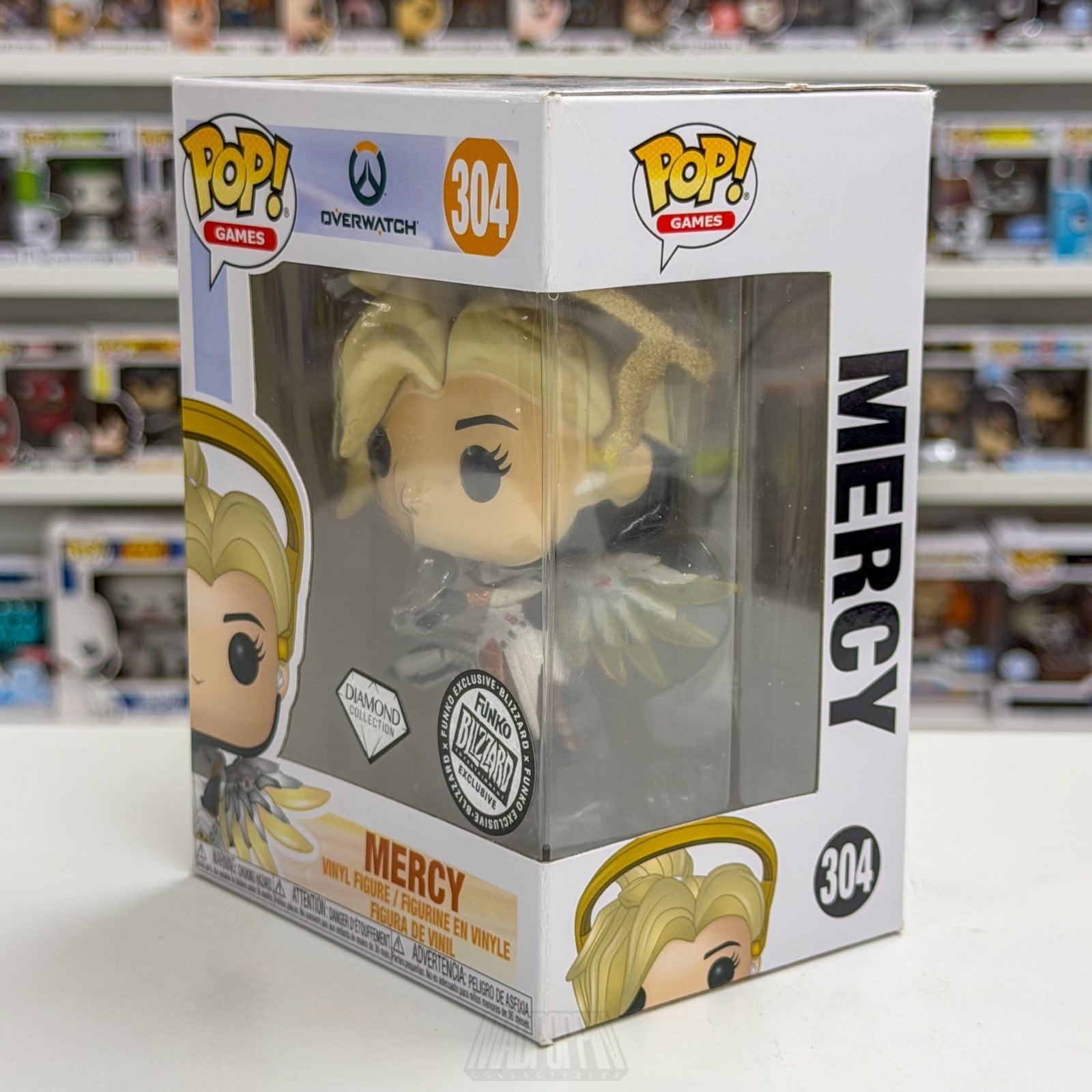 Funko Pop Games Overwatch Mercy Diamond Blizzard Exclusive 304 Toy Vinyl Figure