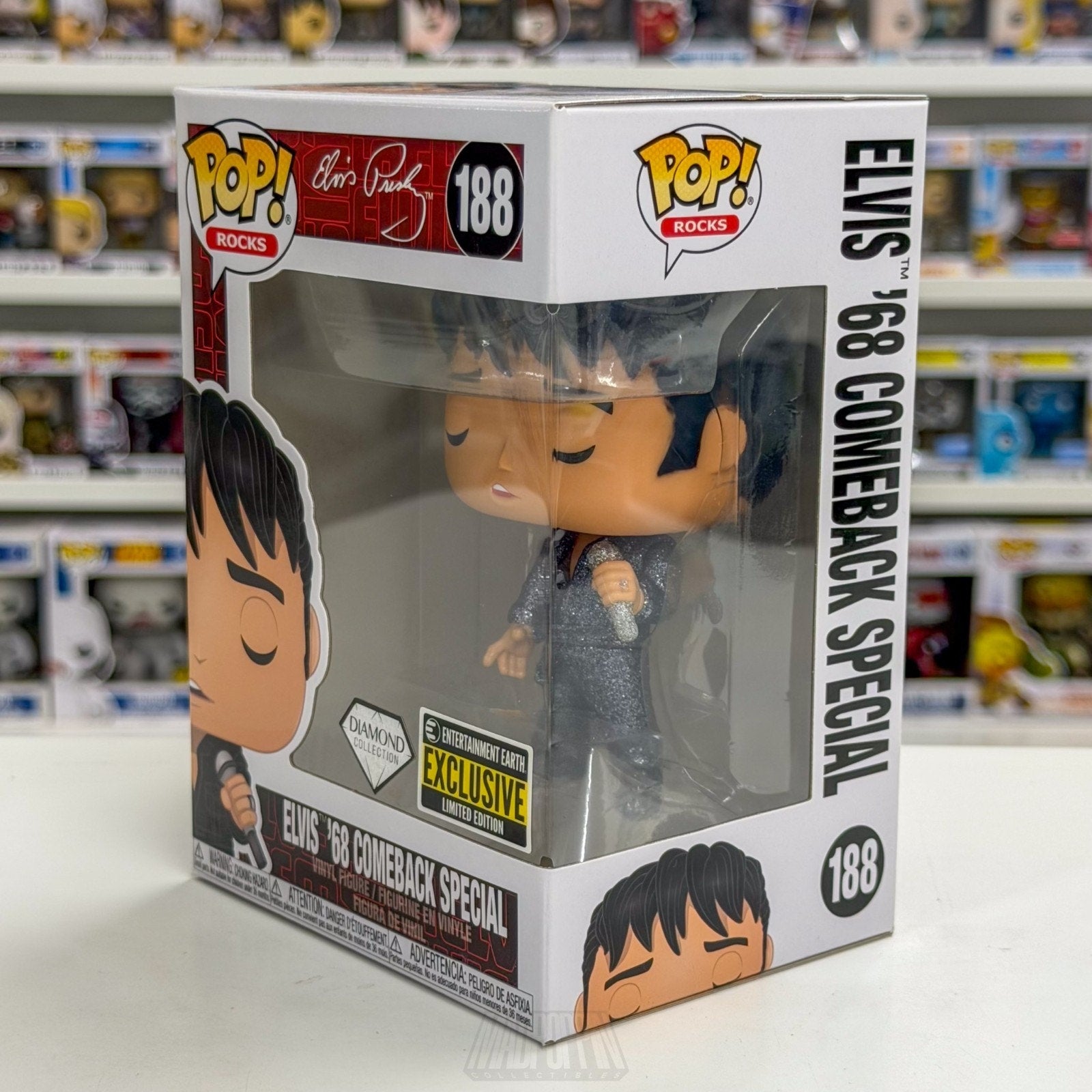 Funko Pop Elvis Presley 68 Comeback Special Diamond Entertainment Earth 188 Toy
