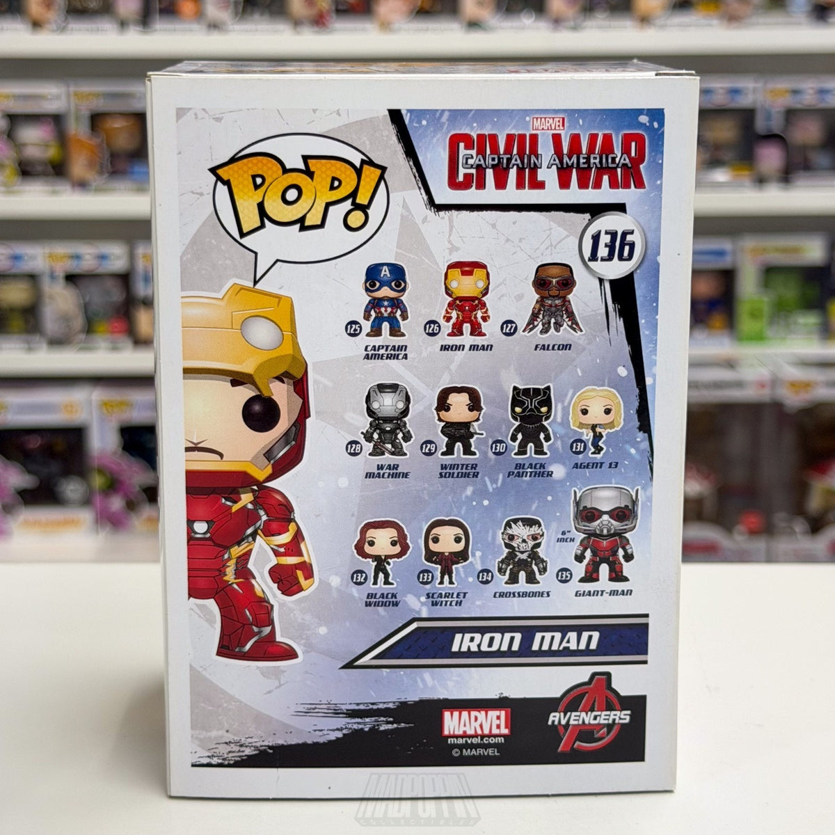 Funko Pop Marvel Civil War Iron Man Unmasked Hot Topic 136 MCU Tony Vinyl Figure