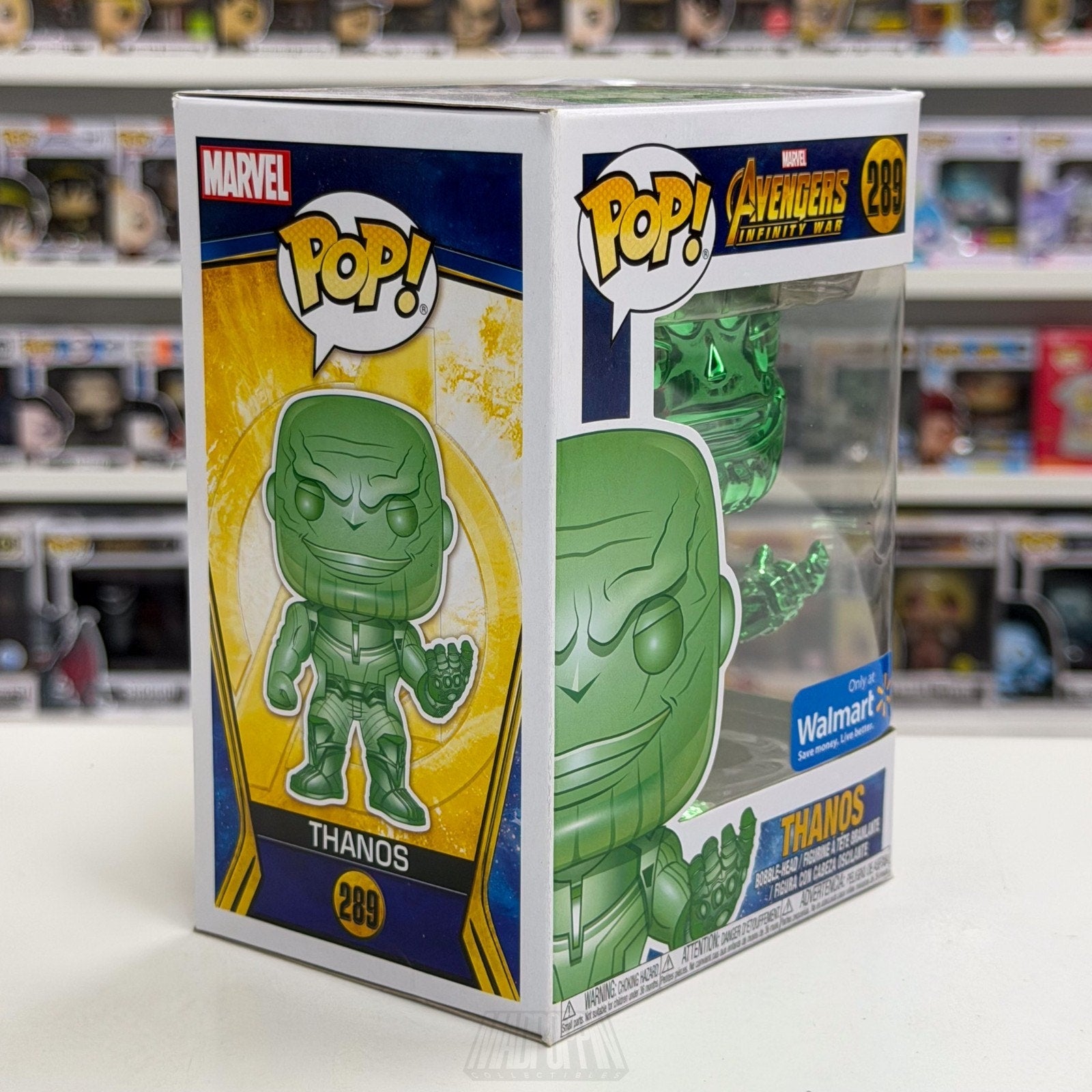 Funko Pop Marvel Avengers Infinity War Thanos Walmart Green Chrome 289 Figure