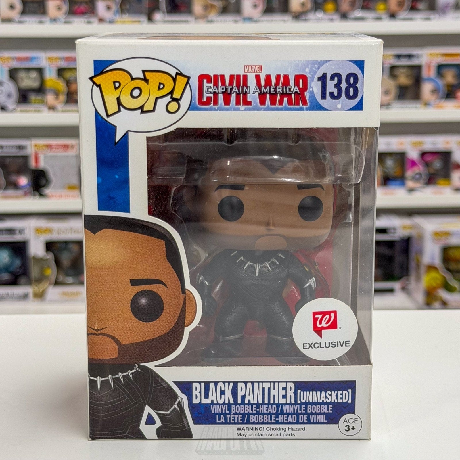 Funko Pop Marvel Civil War Black Panther Unmasked Walgreens 138 Toy Vinyl Figure