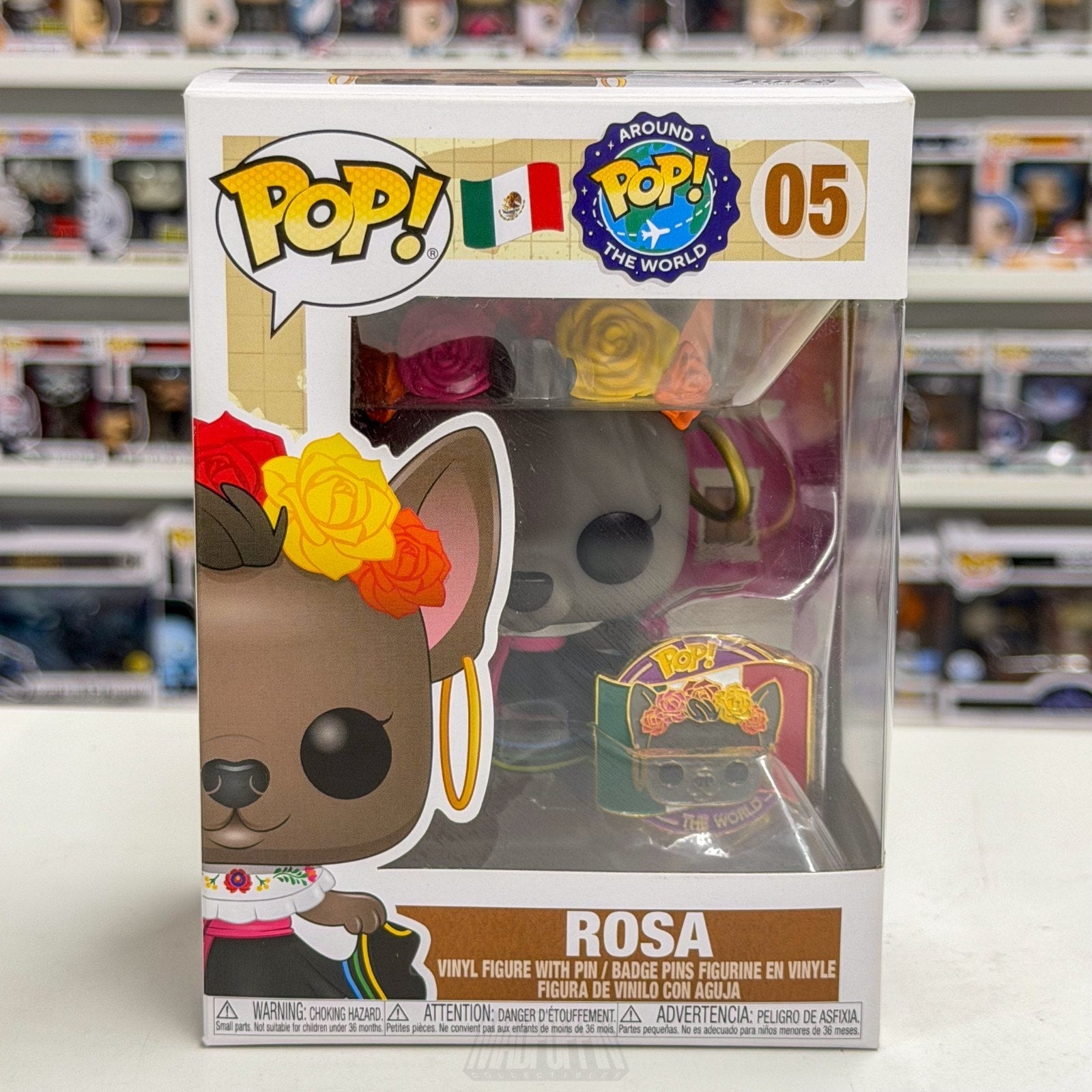 Funko Pop Around the World Mexico Rosa w/Pin 05 Xoloitzcuintli Toy Vinyl Figure