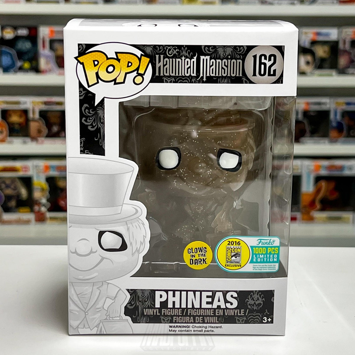 Funko Pop Disney Haunted Mansion Phineas Glow SDCC 1000PCS 162 Toy Vinyl Figure