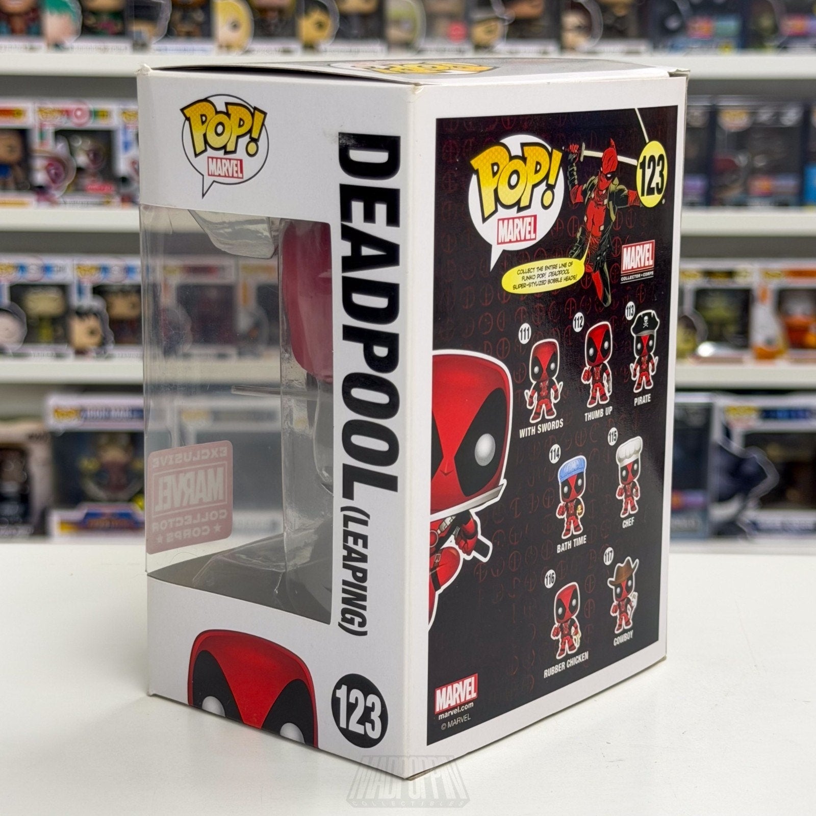 Funko Pop Marvel Collector Corps Deadpool Leaping w/Sword 123 Toy Vinyl Figure