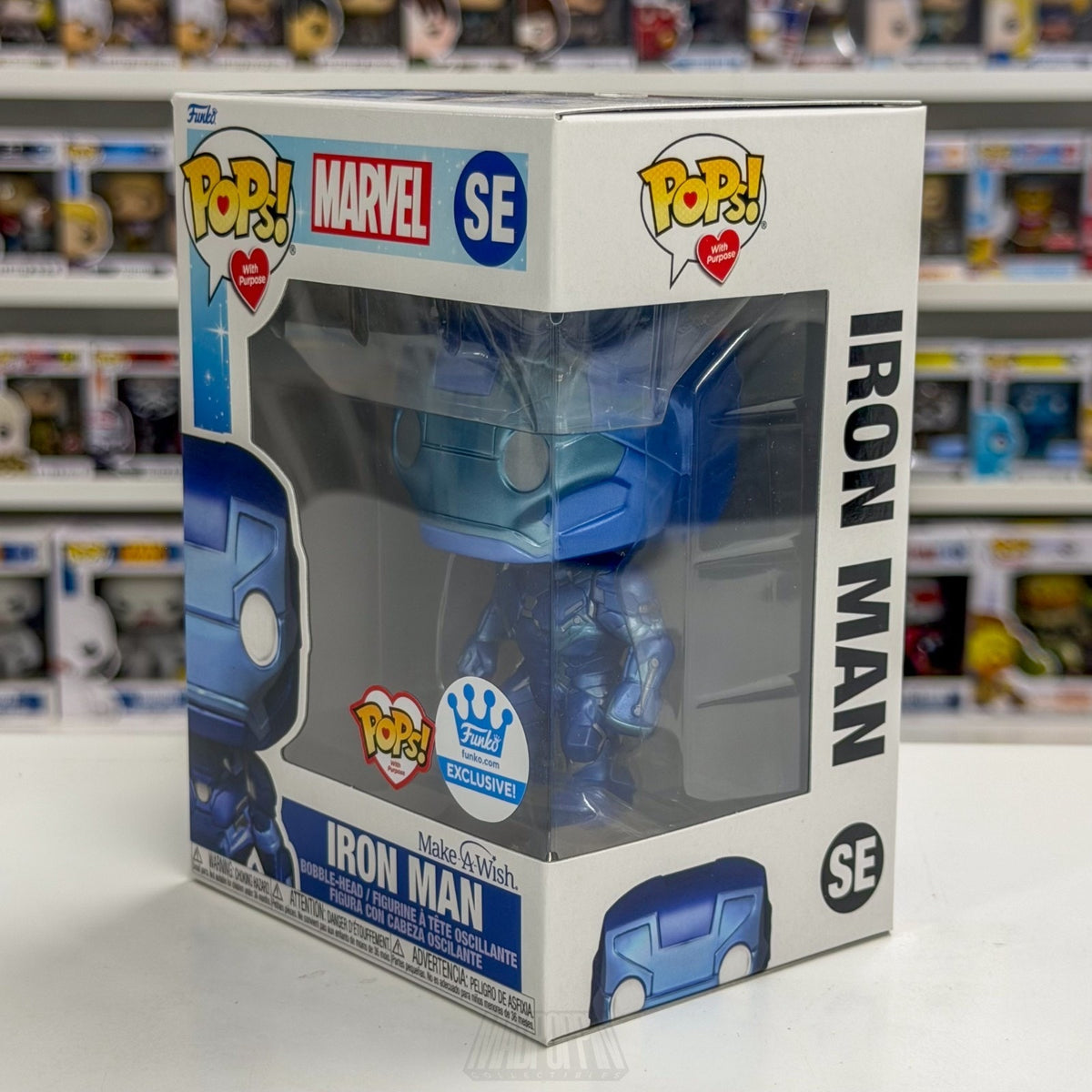 Funko Pop Marvel Make A Wish Iron Man Blue Metallic Exclusive SE Vinyl Figure