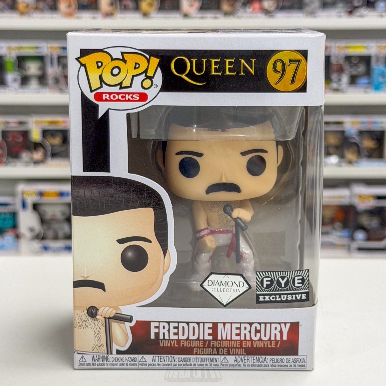 Funko Pop Rocks Queen Freddie Mercury Shirtless Diamond FYE 97 Toy Vinyl Figure