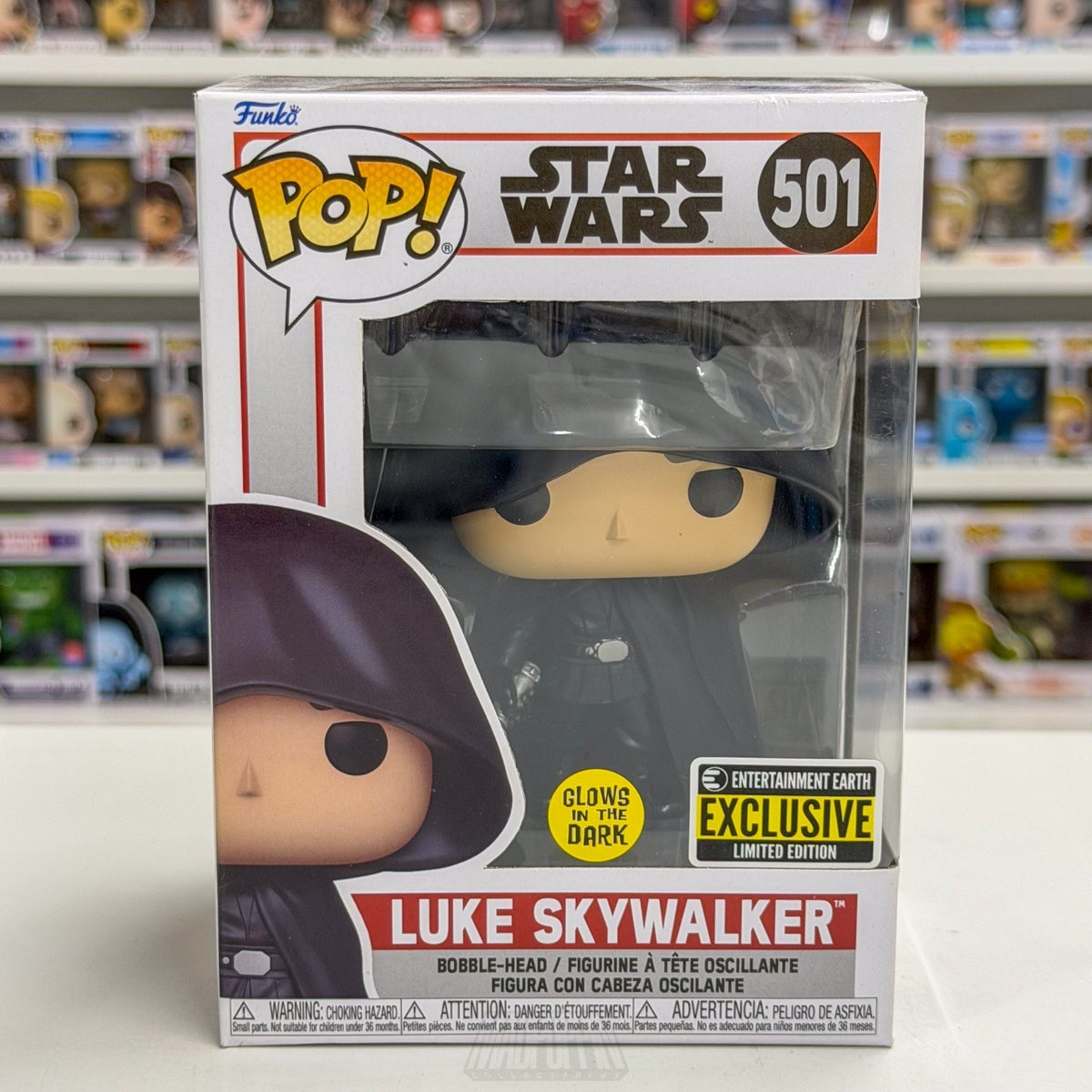Funko Pop Star Wars Luke Skywalker Glow Entertainment Earth 501 Toy Vinyl Figure